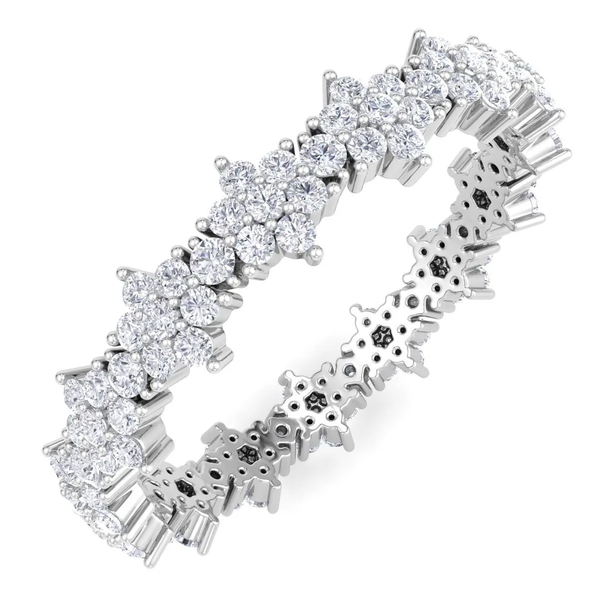 1 1/5 Carat Flower Shape Lab Grown Diamond Eternity Ring In 14K White Gold G-H, Vs2