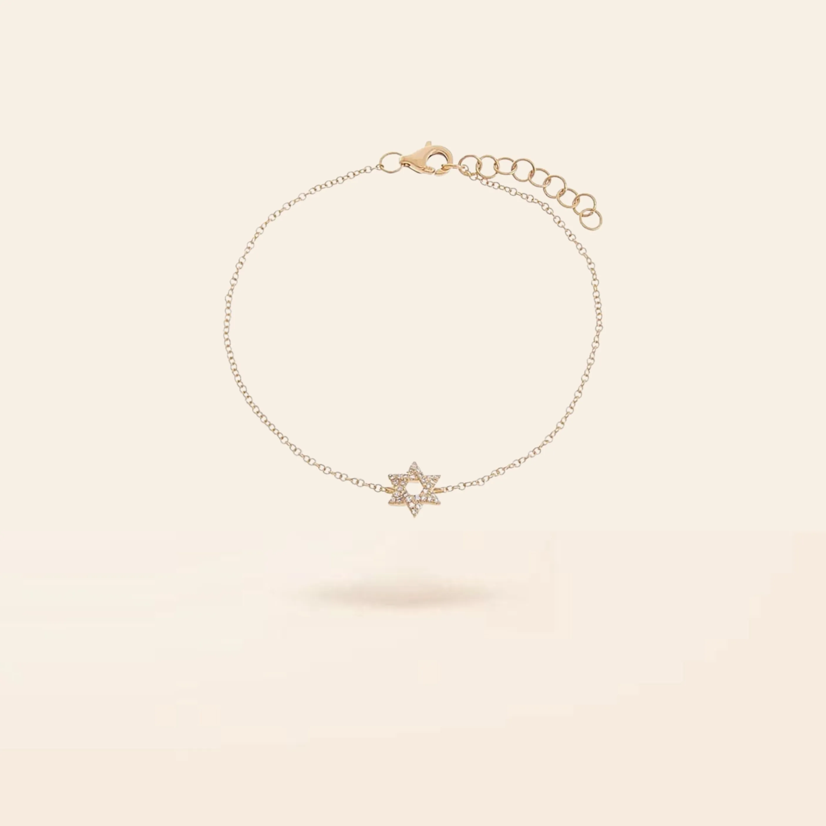 14K Gold Mini Diamond Star of David Bracelet