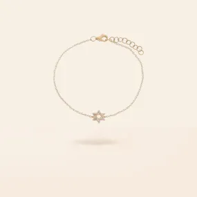 14K Gold Mini Diamond Star of David Bracelet