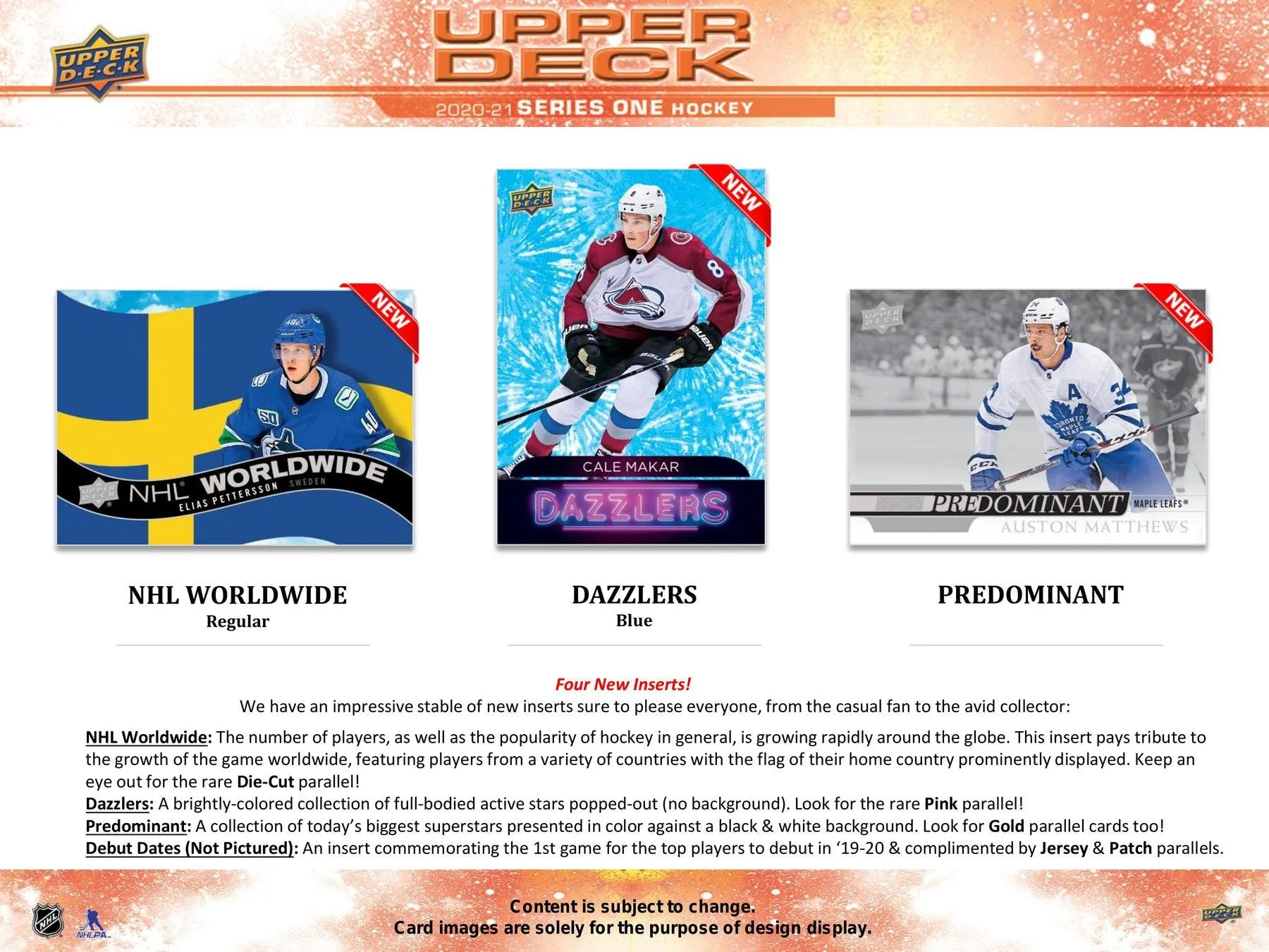 2020/21 Upper Deck Series 1 Hockey Hobby Box 24 Packs Per Box, 8 Cards Per Pack IN STOCK