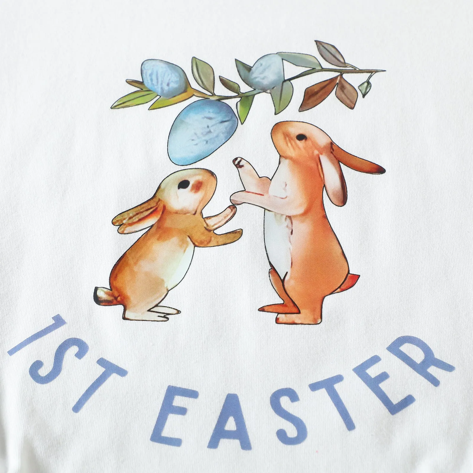 2023 Easter New Baby Bodysuit Cartoon Rabbit Letter Print Short Sleeve Triangle Romper Creeper