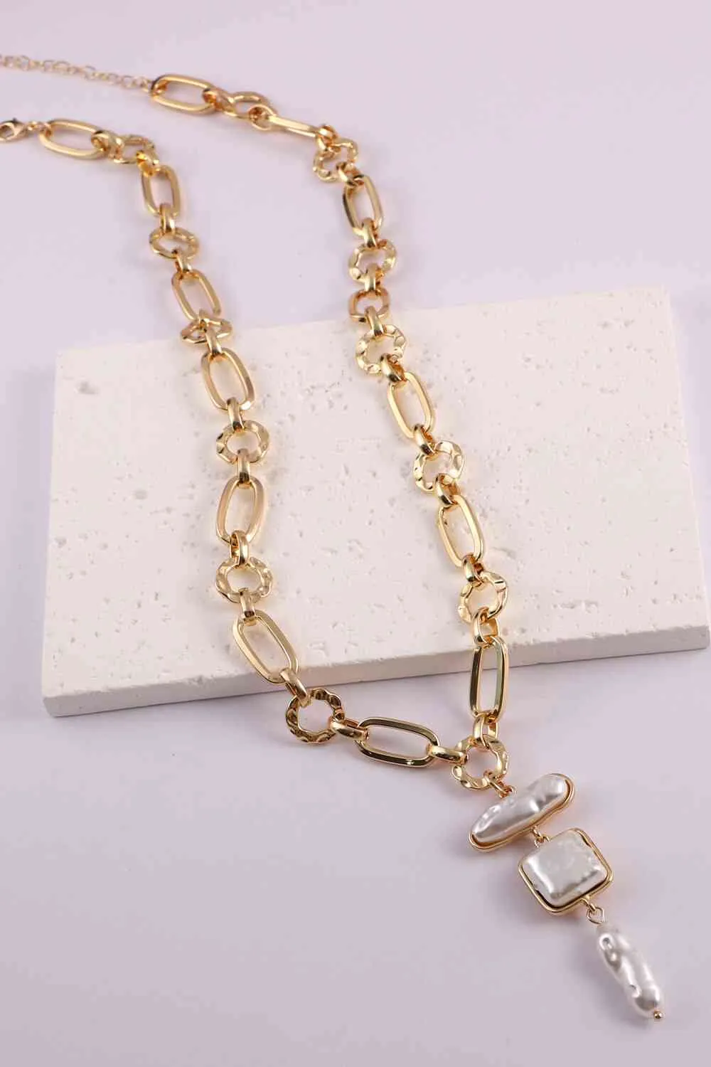 5-Piece Wholesale Freshwater Pearl Chunky Chain Necklace