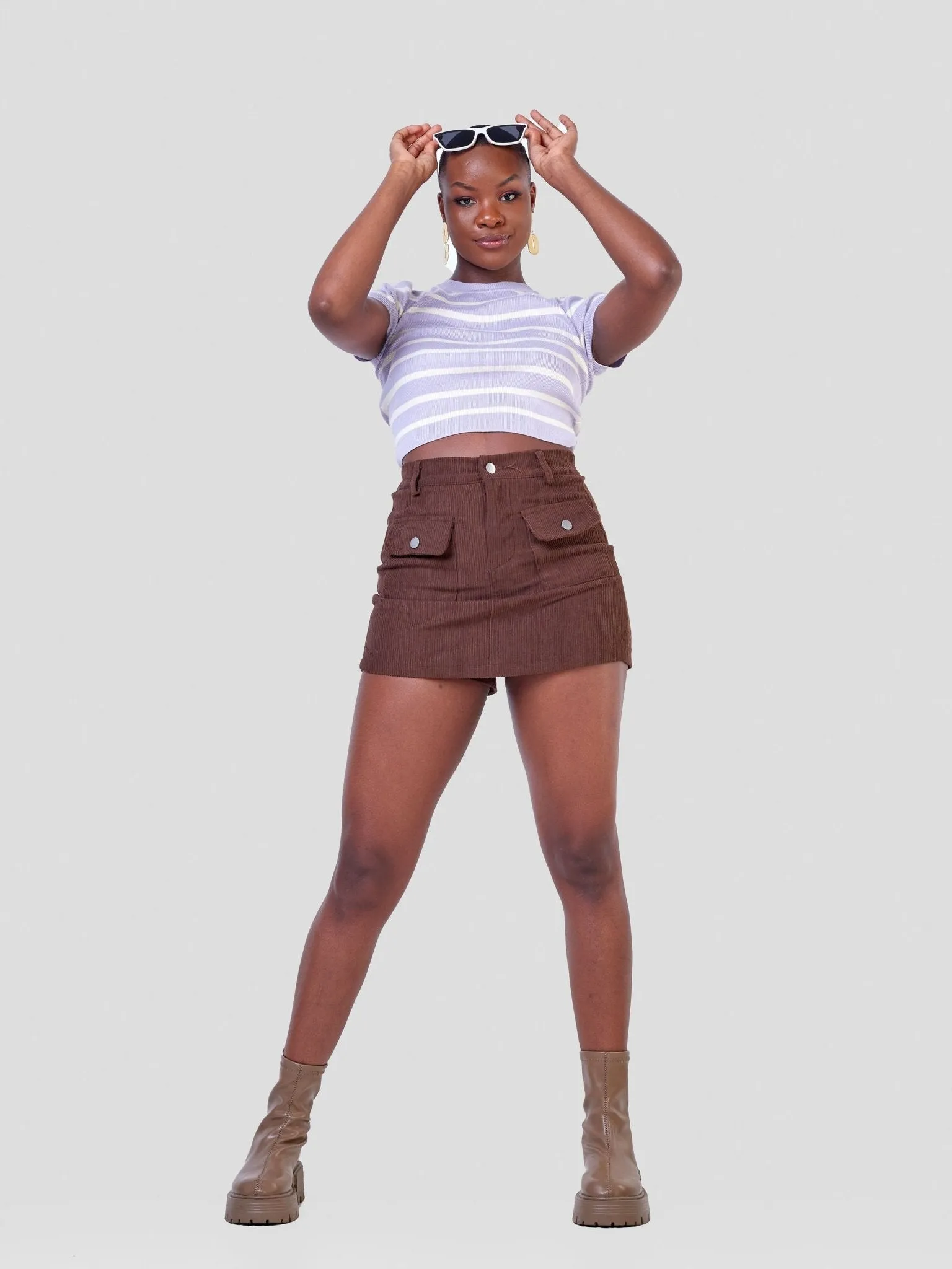 Anika Corduroy Chic Skort - Chocholate Brown