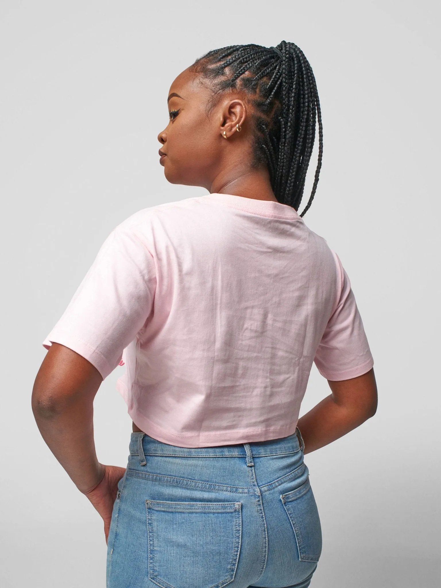 Anika Short Sleeved Barbie Crop Top - Light Pink