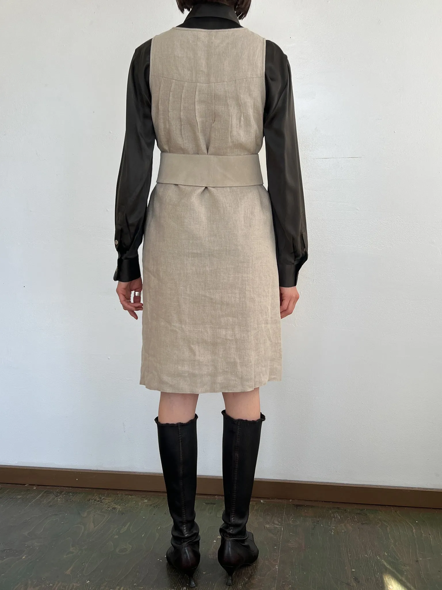 Armani Sand Linen Dress (M)