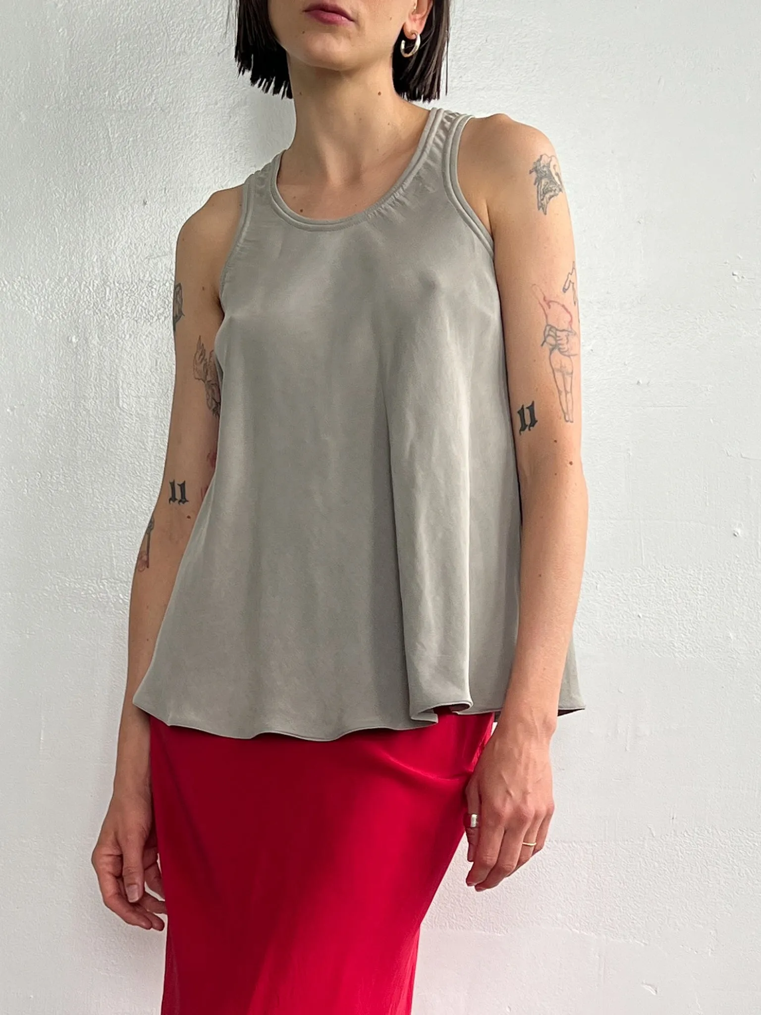 Armani Slate Bias Cut Silk Tank (M)