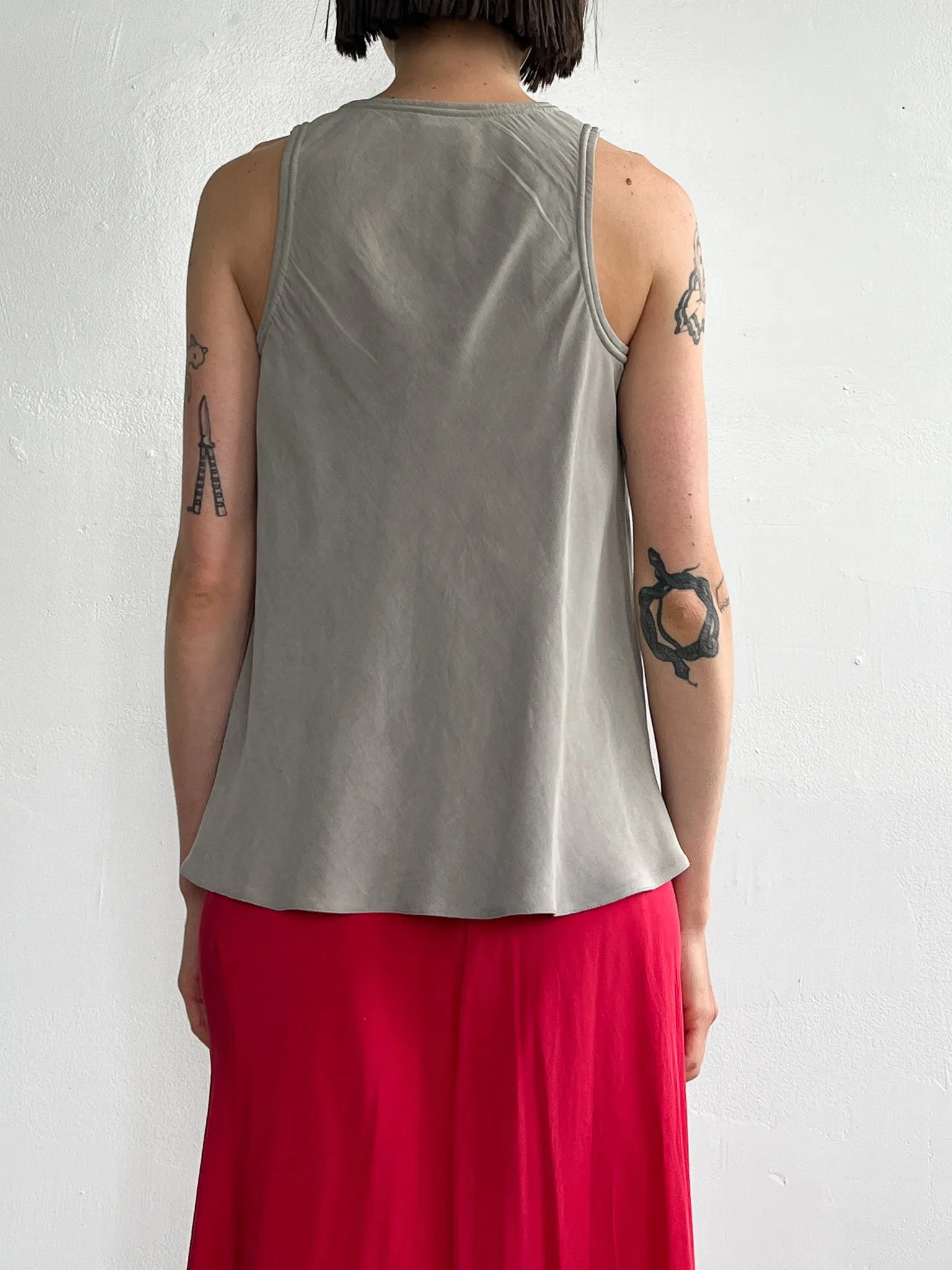 Armani Slate Bias Cut Silk Tank (M)