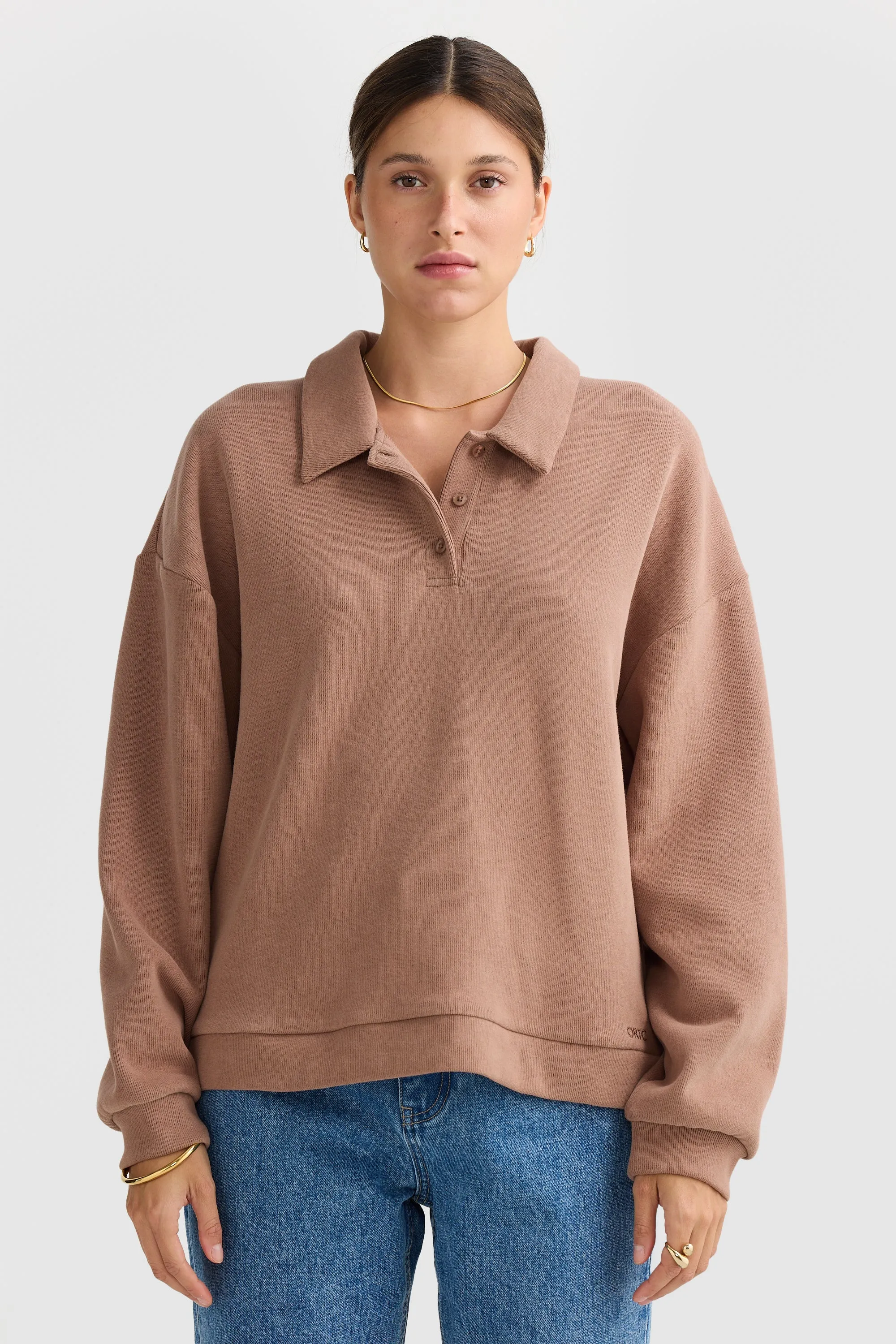 Ava Polo Sweater Walnut