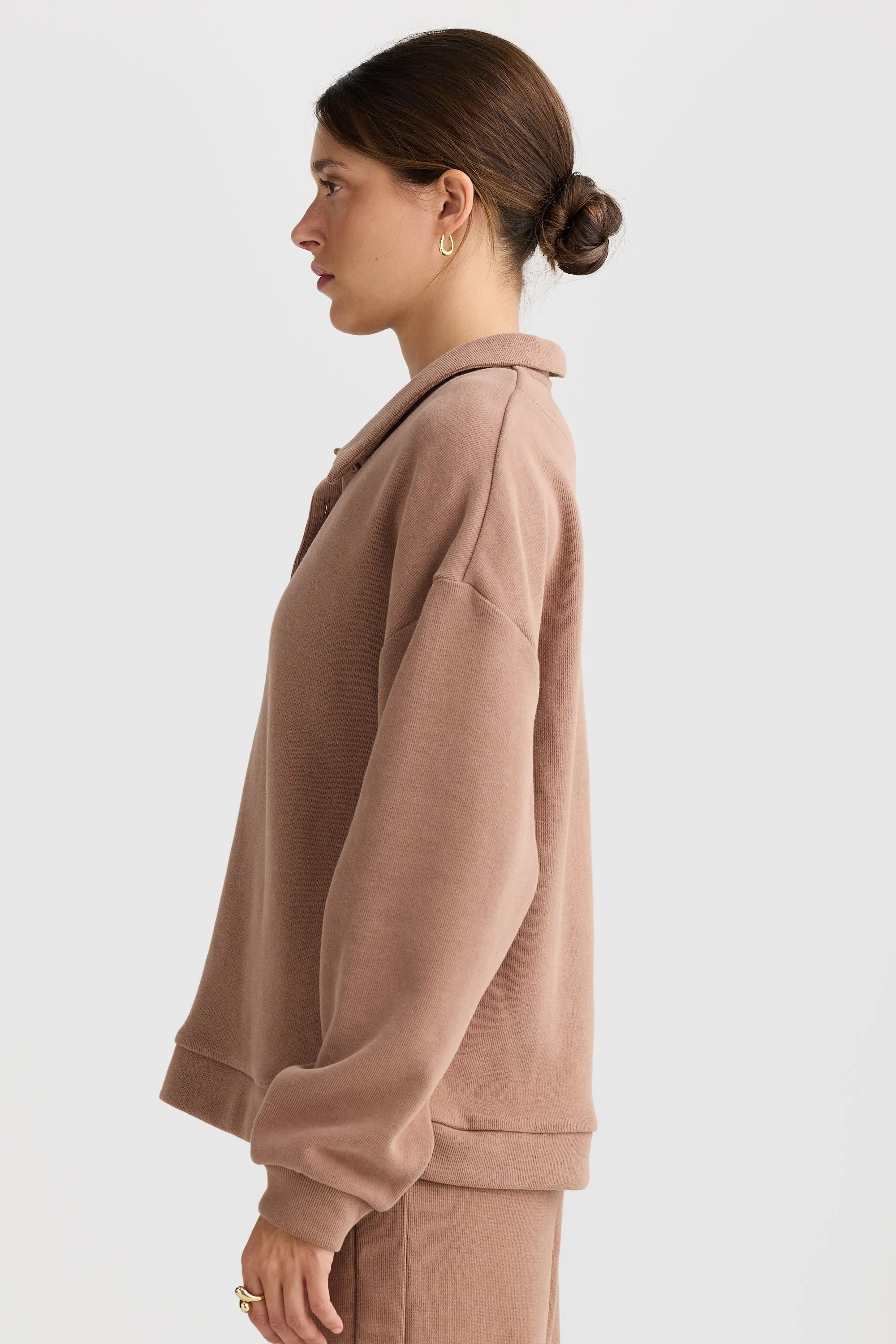 Ava Polo Sweater Walnut