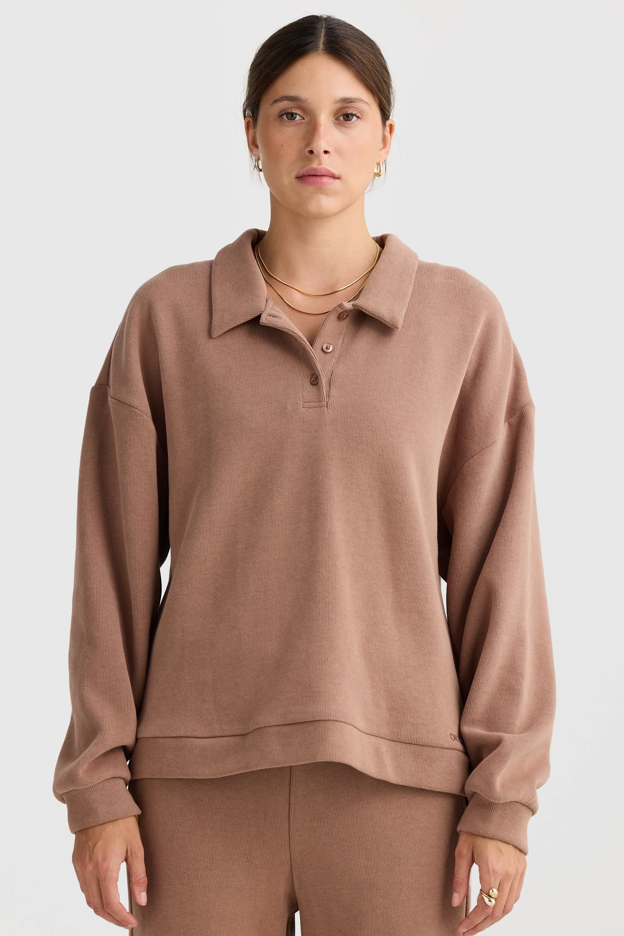 Ava Polo Sweater Walnut