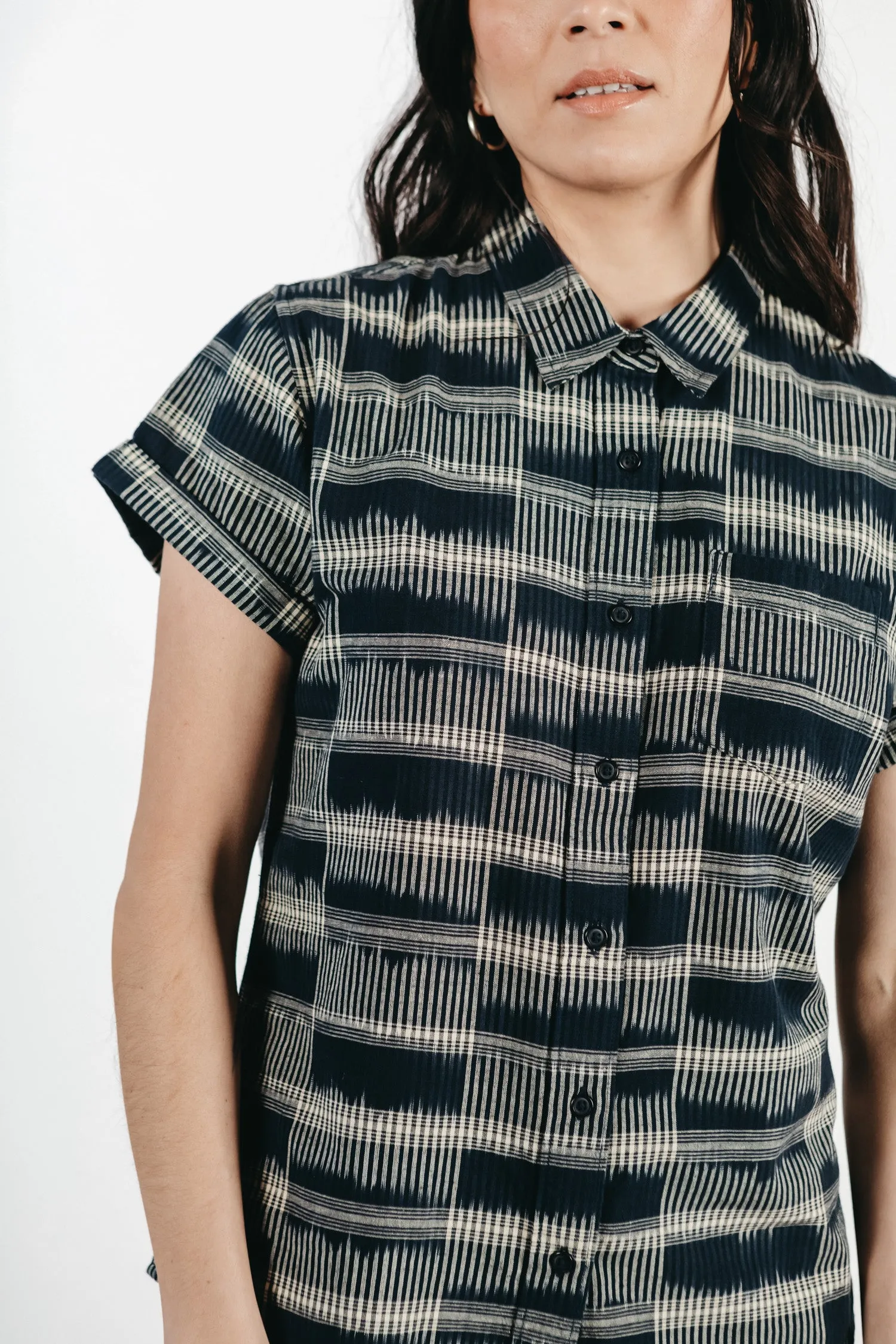 Bea Shirt in Vintage Ikat Plaid Pattern