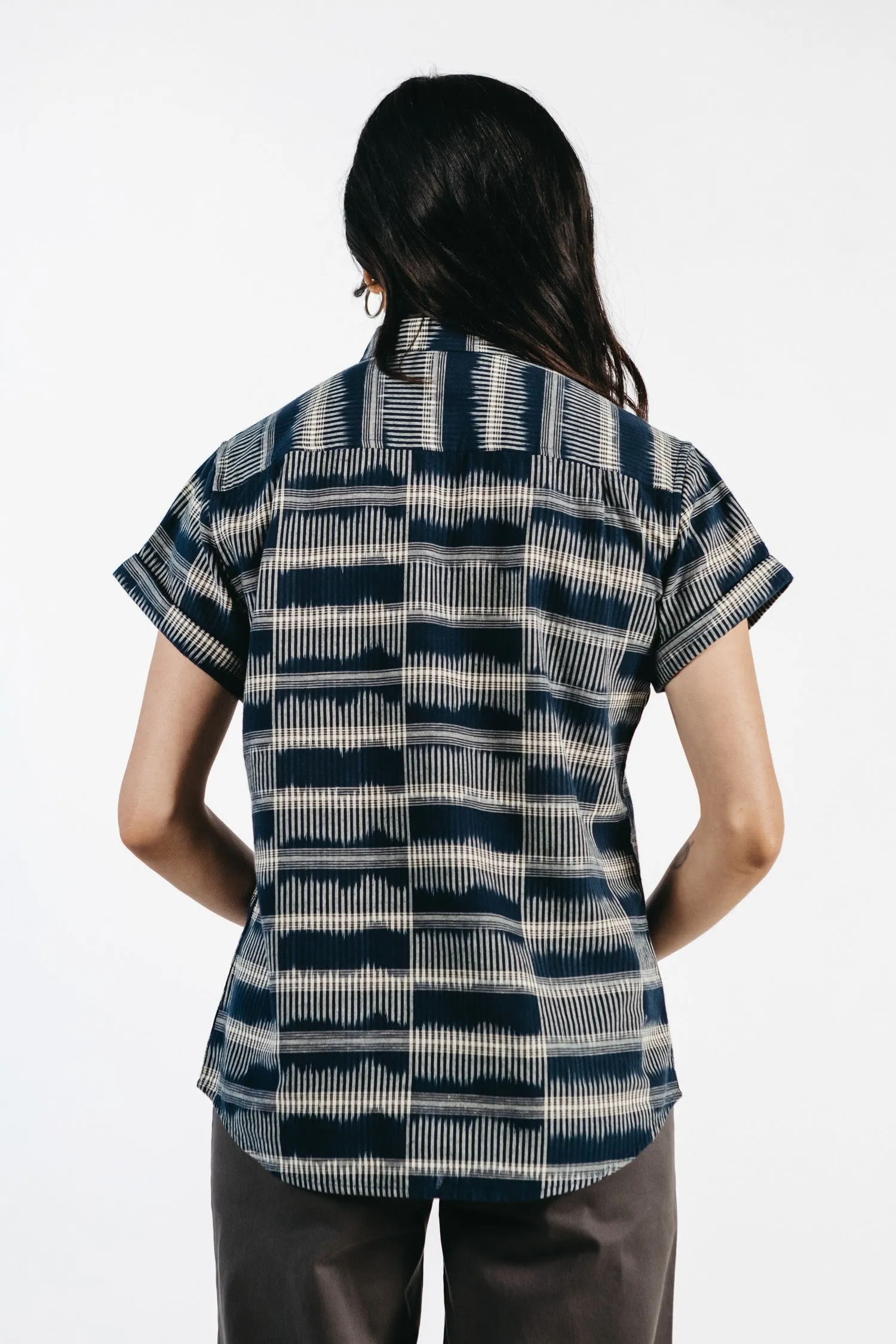 Bea Shirt in Vintage Ikat Plaid Pattern