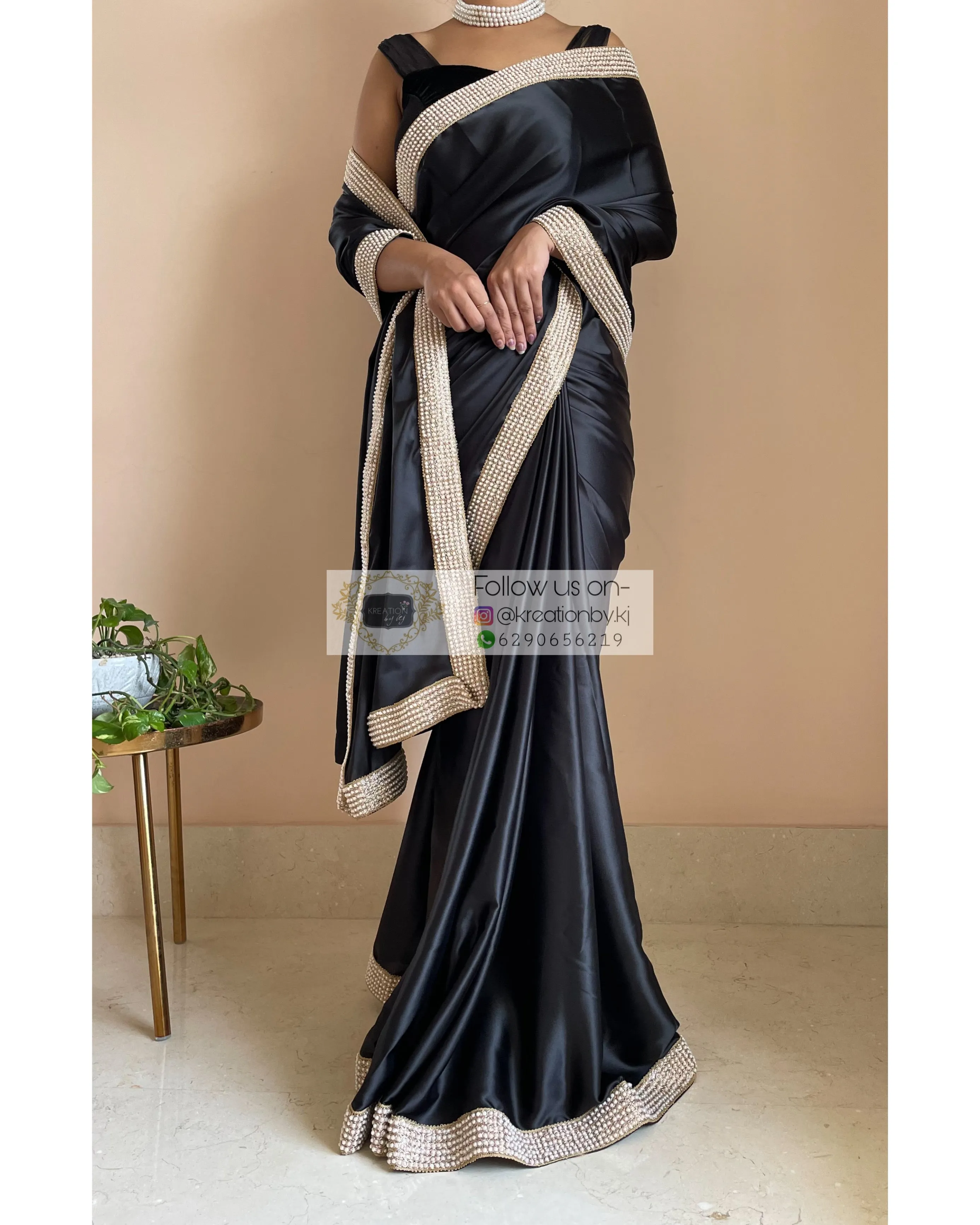 Black Mother Of Pearl Saree