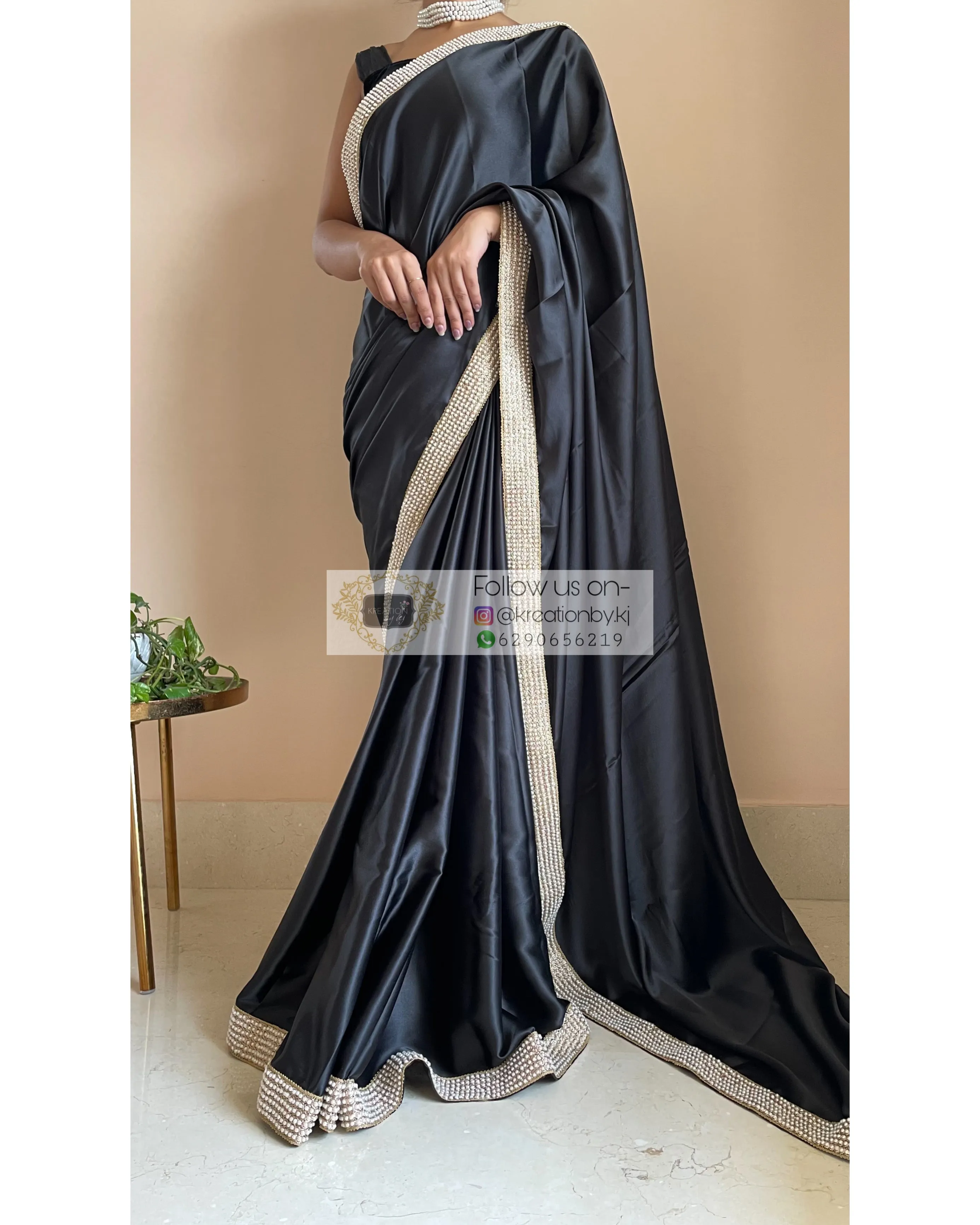 Black Mother Of Pearl Saree