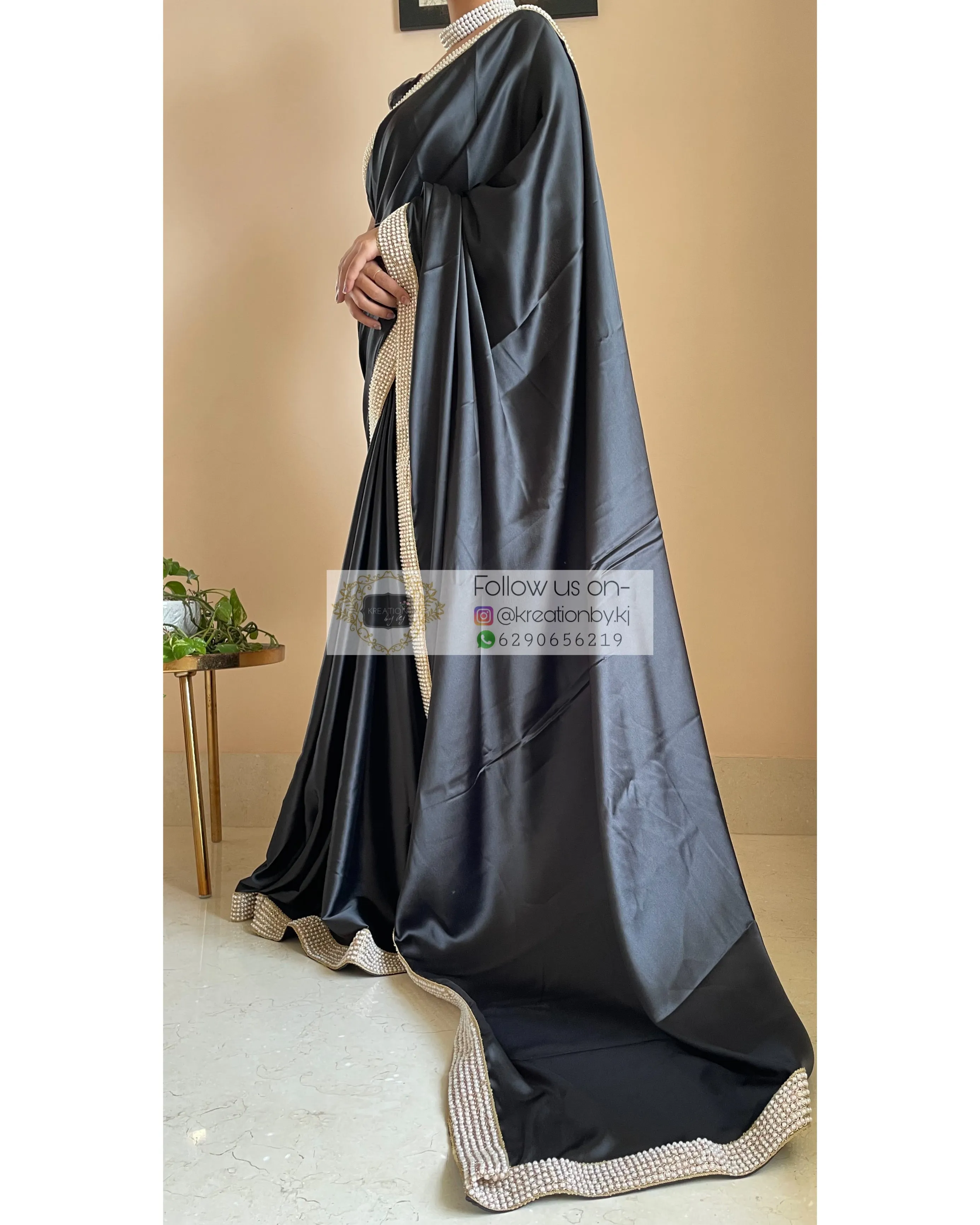 Black Mother Of Pearl Saree