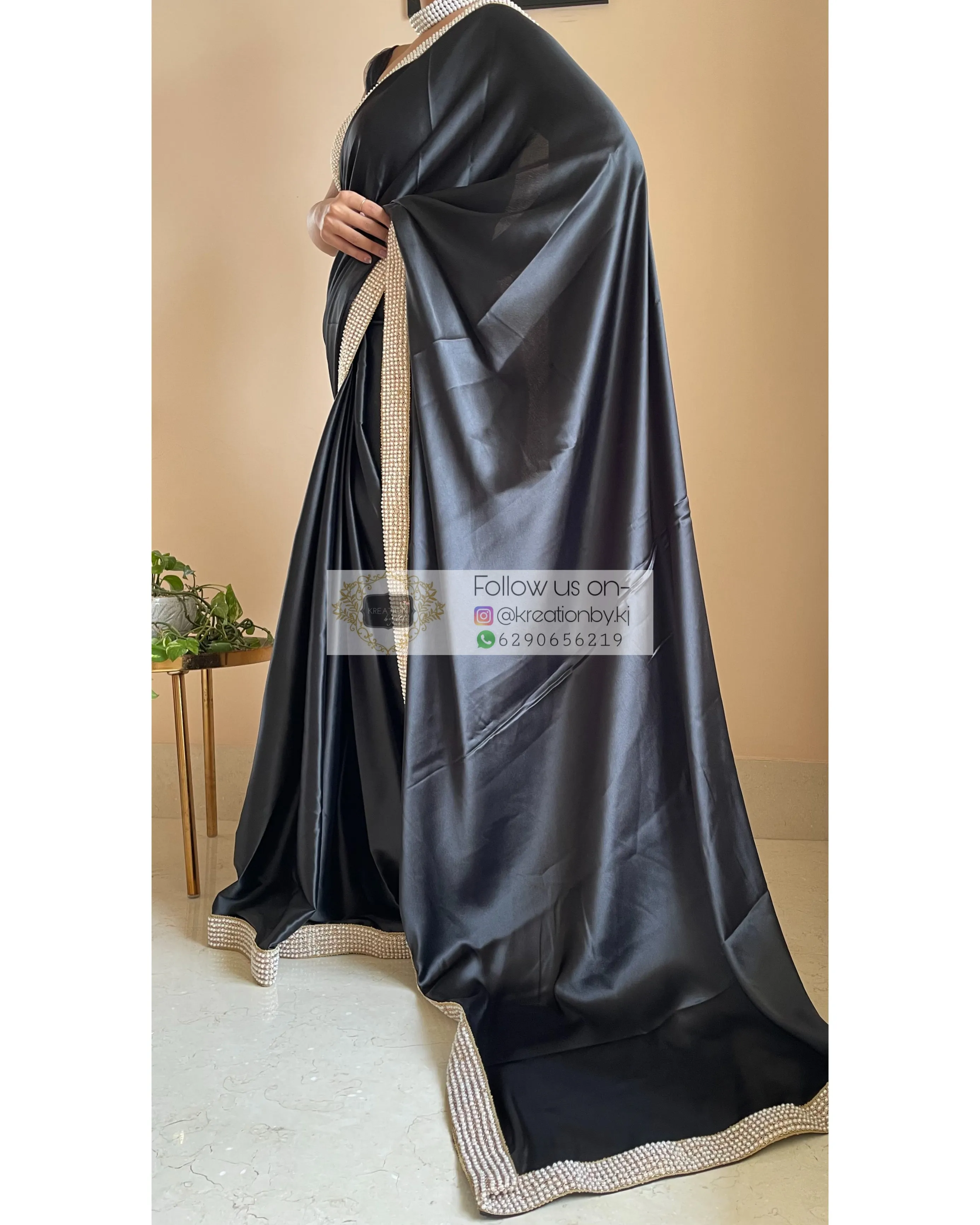 Black Mother Of Pearl Saree