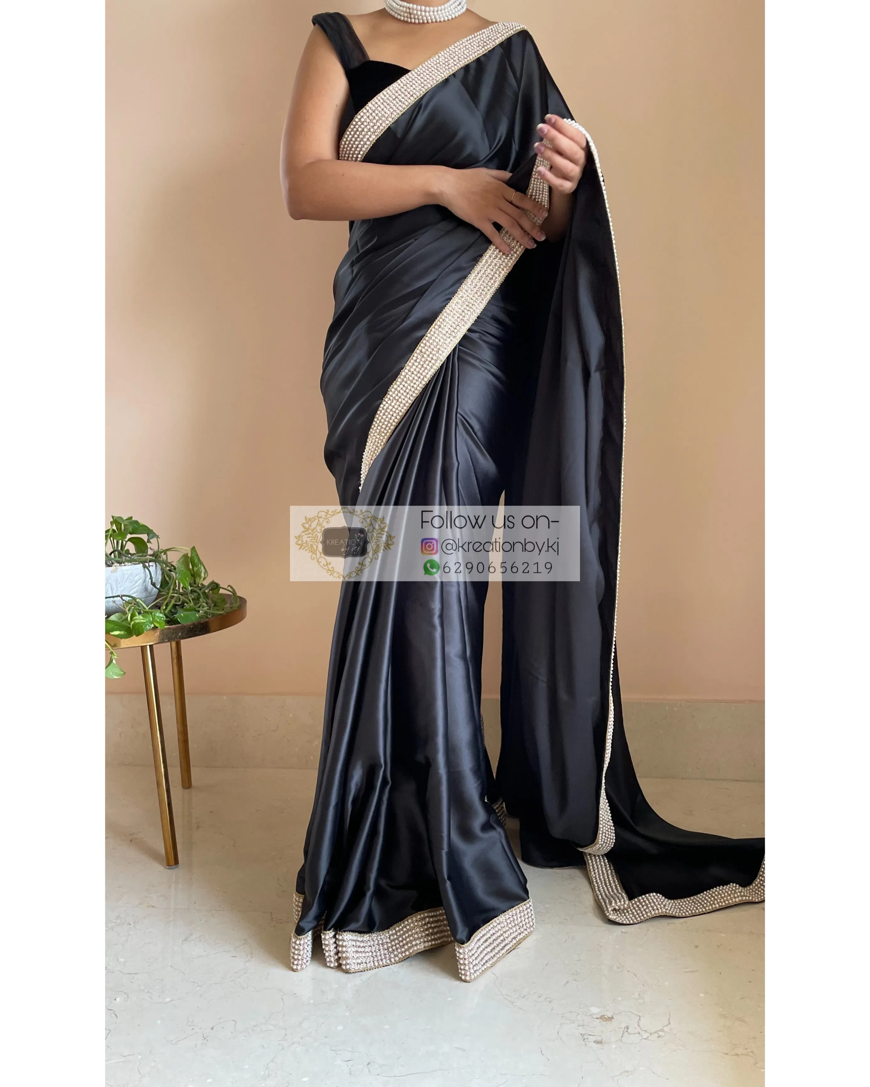 Black Mother Of Pearl Saree