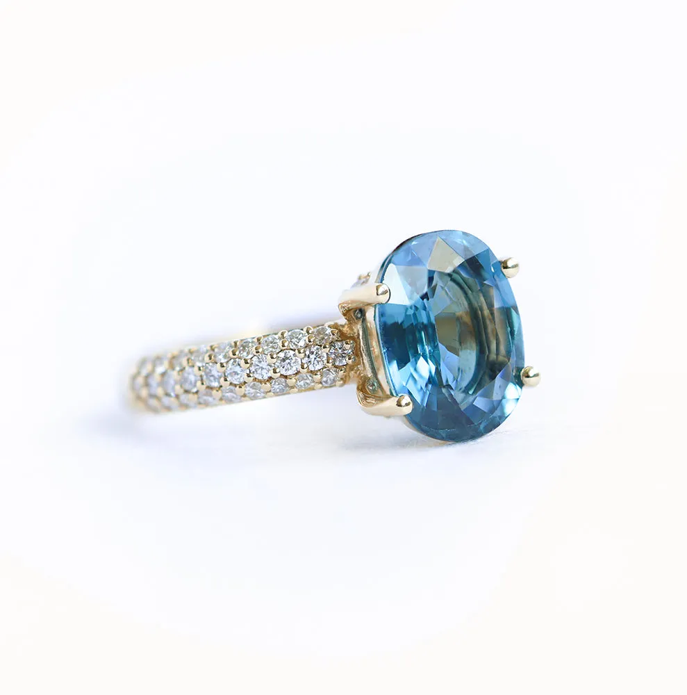 Blue Cushion Sapphire Ring