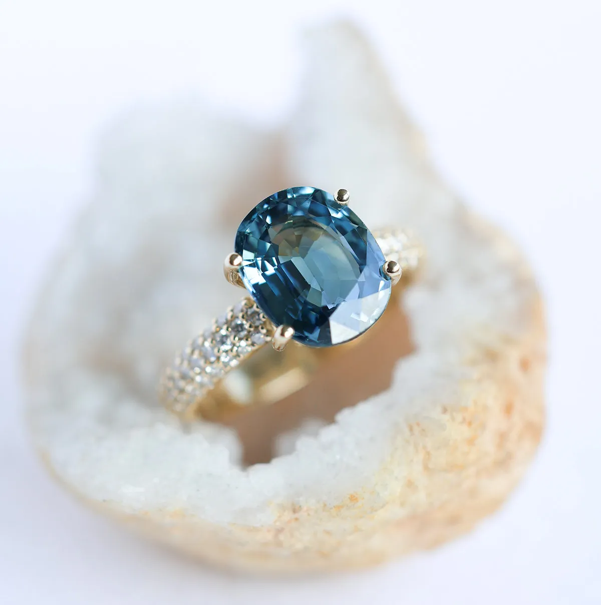 Blue Cushion Sapphire Ring