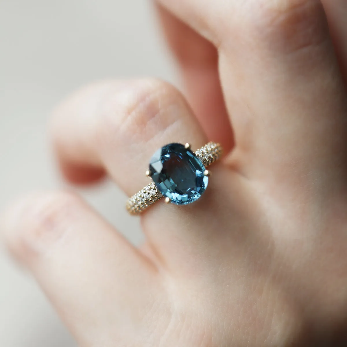 Blue Cushion Sapphire Ring