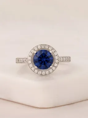 Blue Sapphire 925 Silver Ring In Bouquet Design