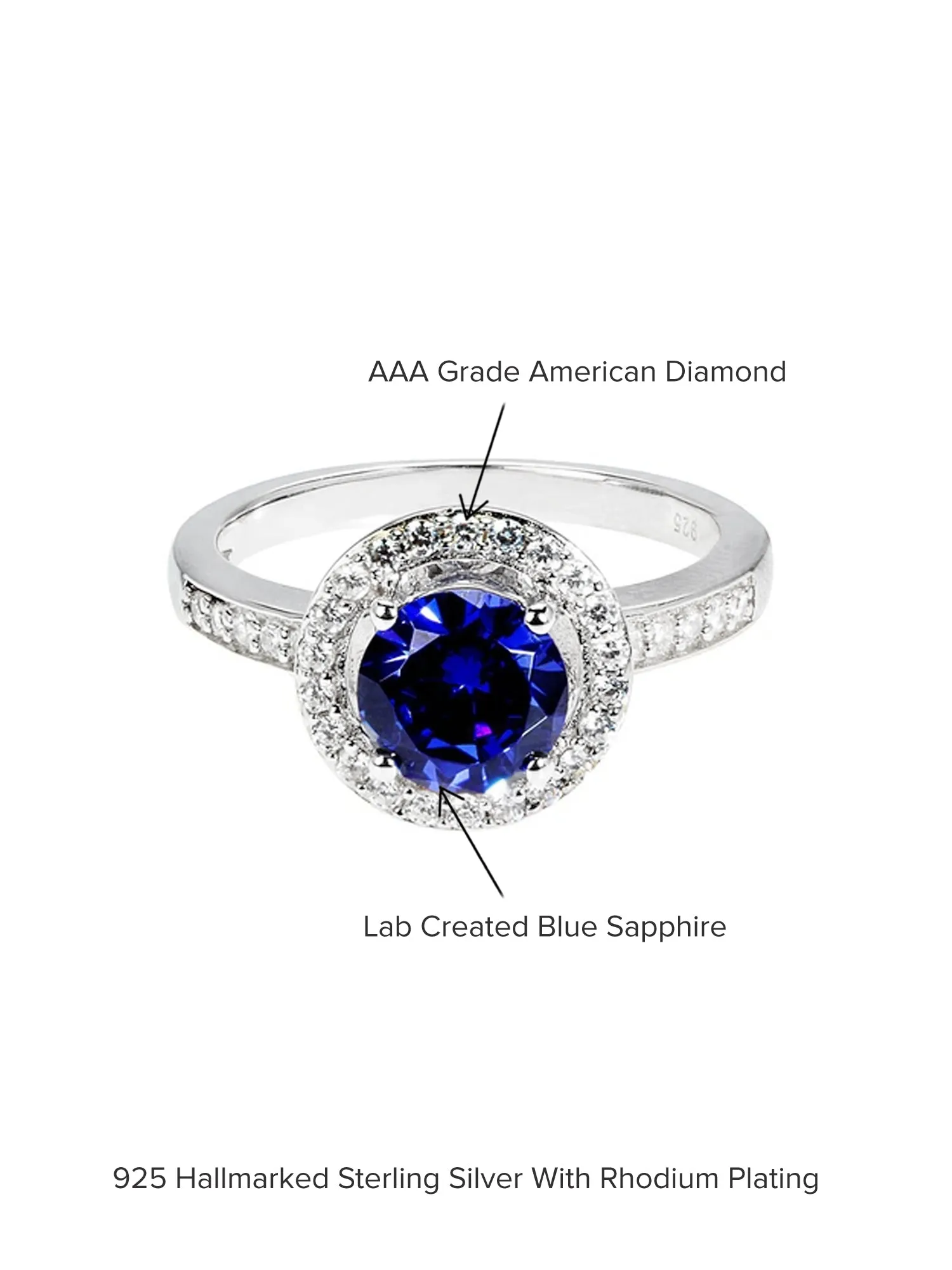 Blue Sapphire 925 Silver Ring In Bouquet Design