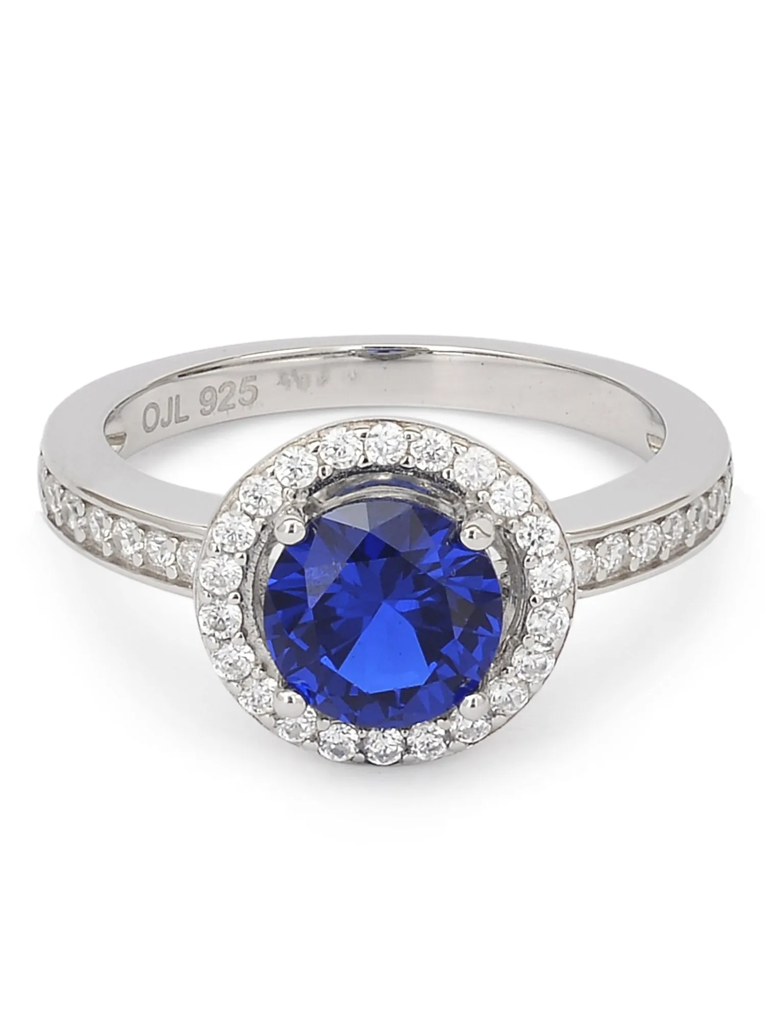 Blue Sapphire 925 Silver Ring In Bouquet Design