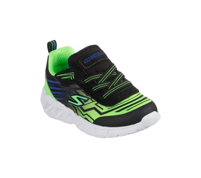 Boys Skechers Trainers Light up Strap MAVER Black/Blue/Lime 401503N/ BBLM sale