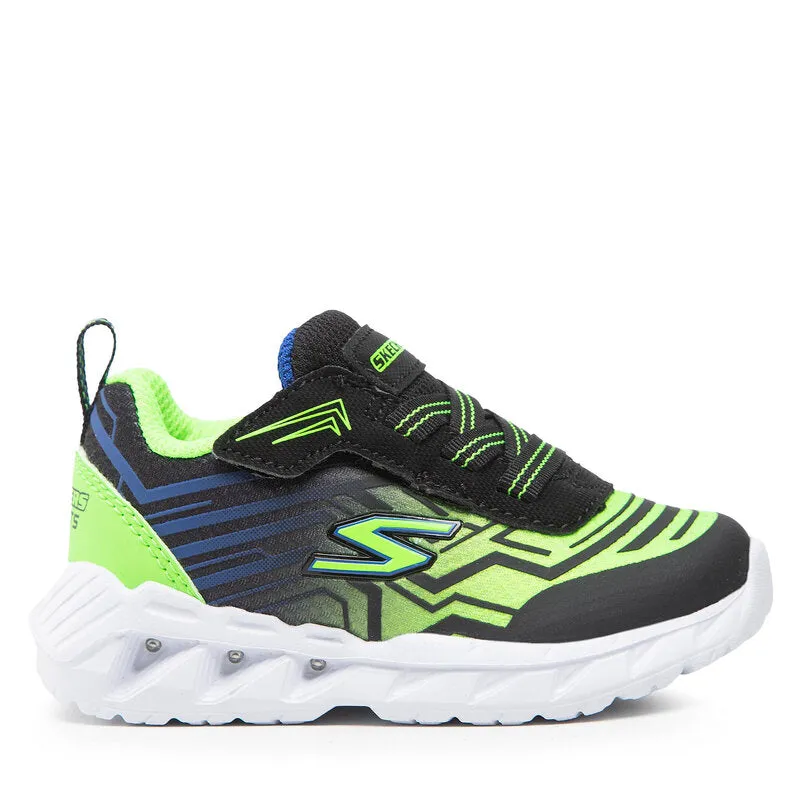 Boys Skechers Trainers Light up Strap MAVER Black/Blue/Lime 401503N/ BBLM sale