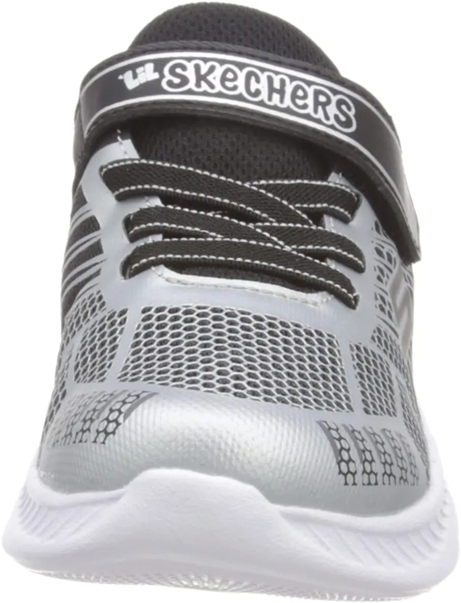 Skechers Boys Comfy Flex Black/Silver Strap Trainers - 407218N BKSL