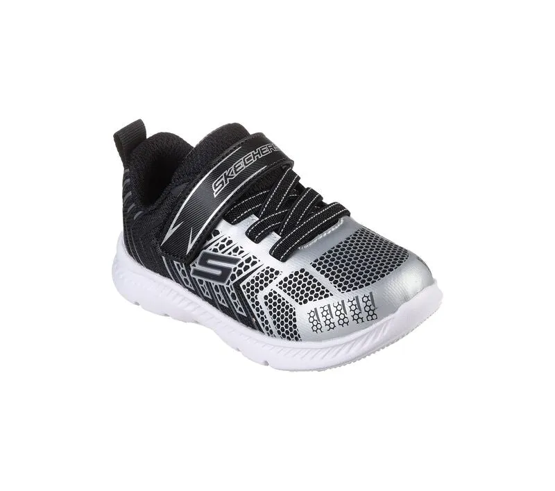 Skechers Boys Comfy Flex Black/Silver Strap Trainers - 407218N BKSL