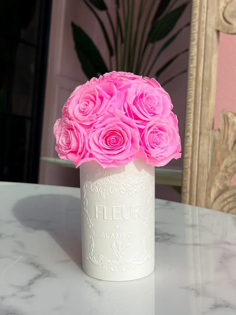 Bright Pink Classic Round Forever Roses - Small