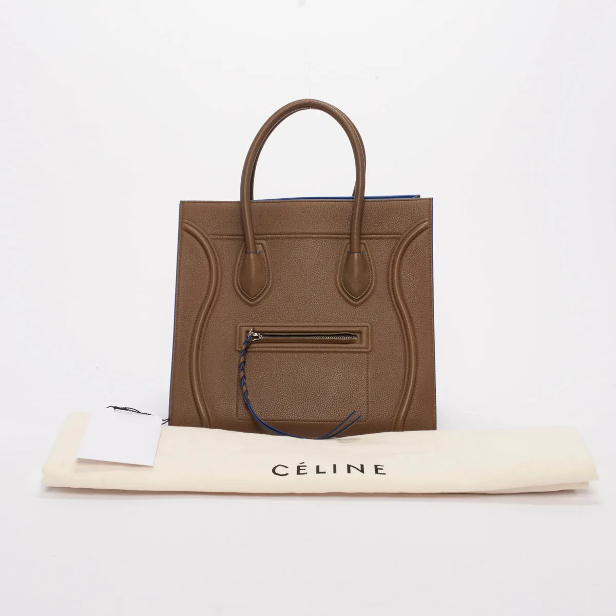 Celine Moss Green Drummed Calfskin Medium Phantom Luggage Tote