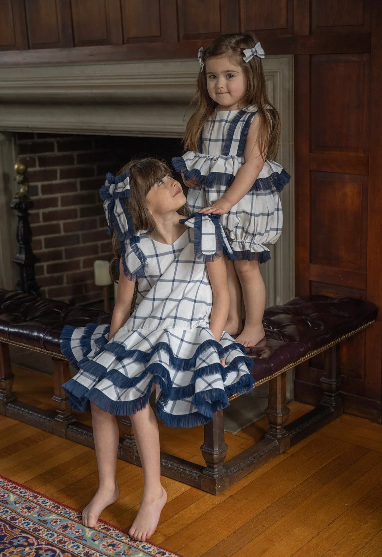 Checkered Linen Tulle Dress