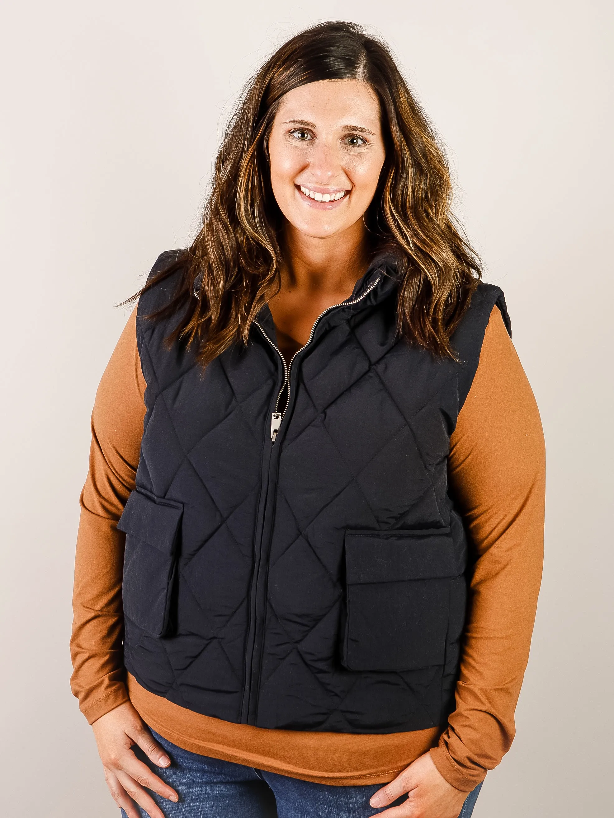 Curvy Navy Quilted Vest