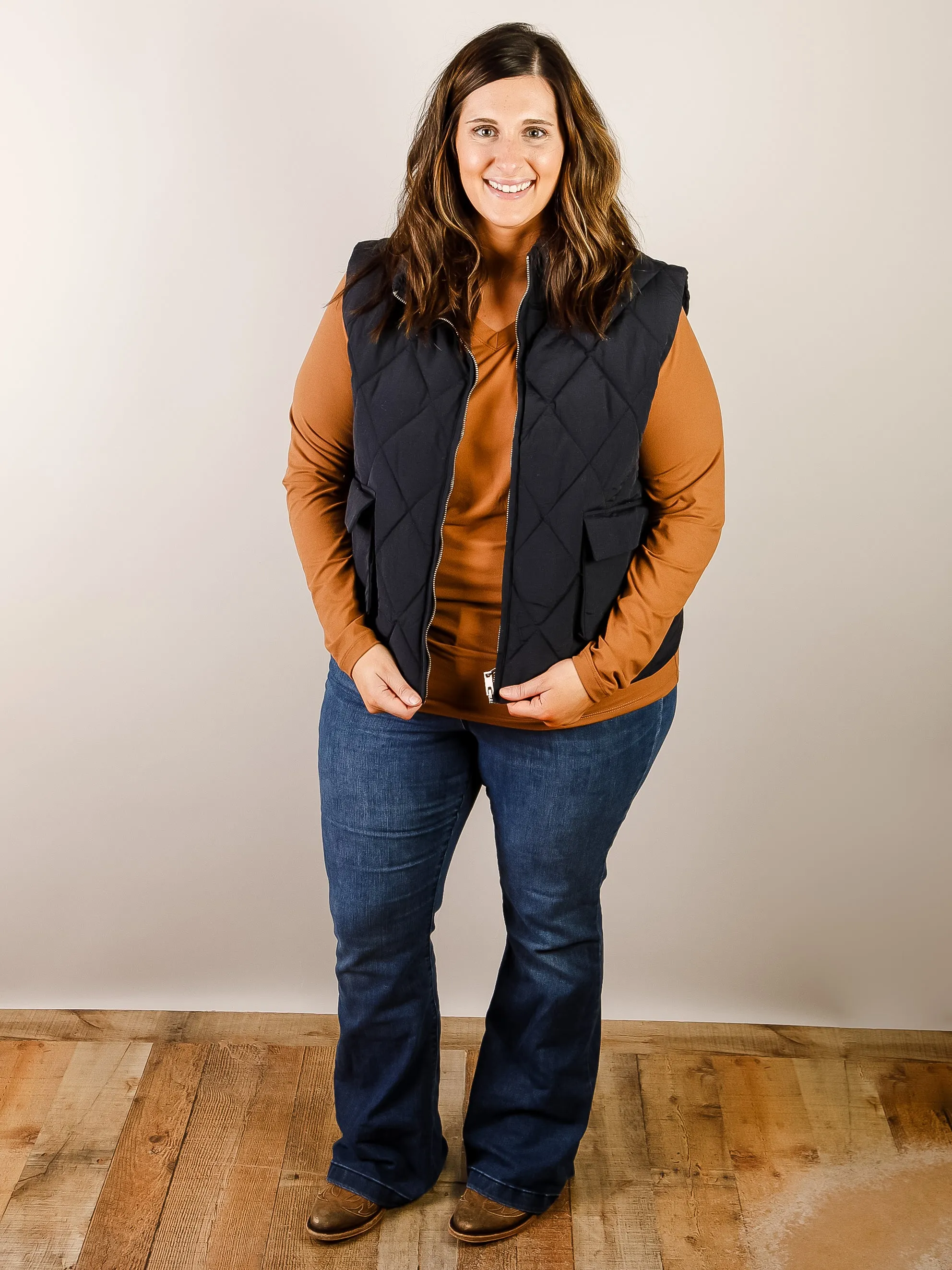 Curvy Navy Quilted Vest