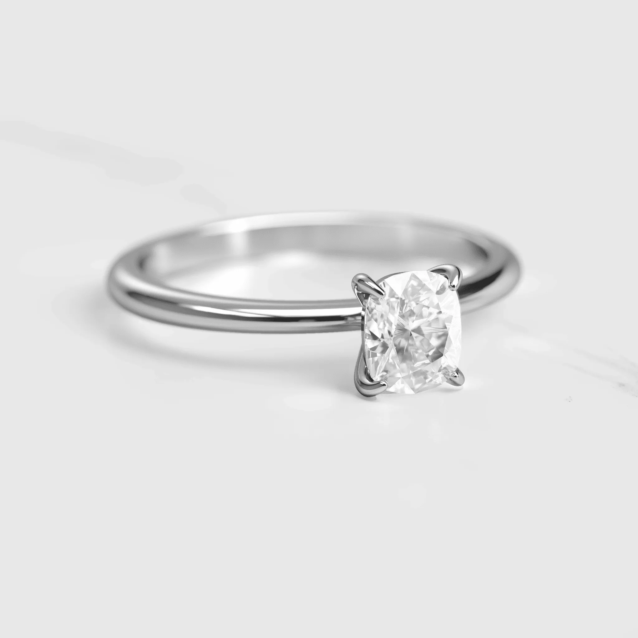 Cushion Tapered Solitaire Diamond Ring