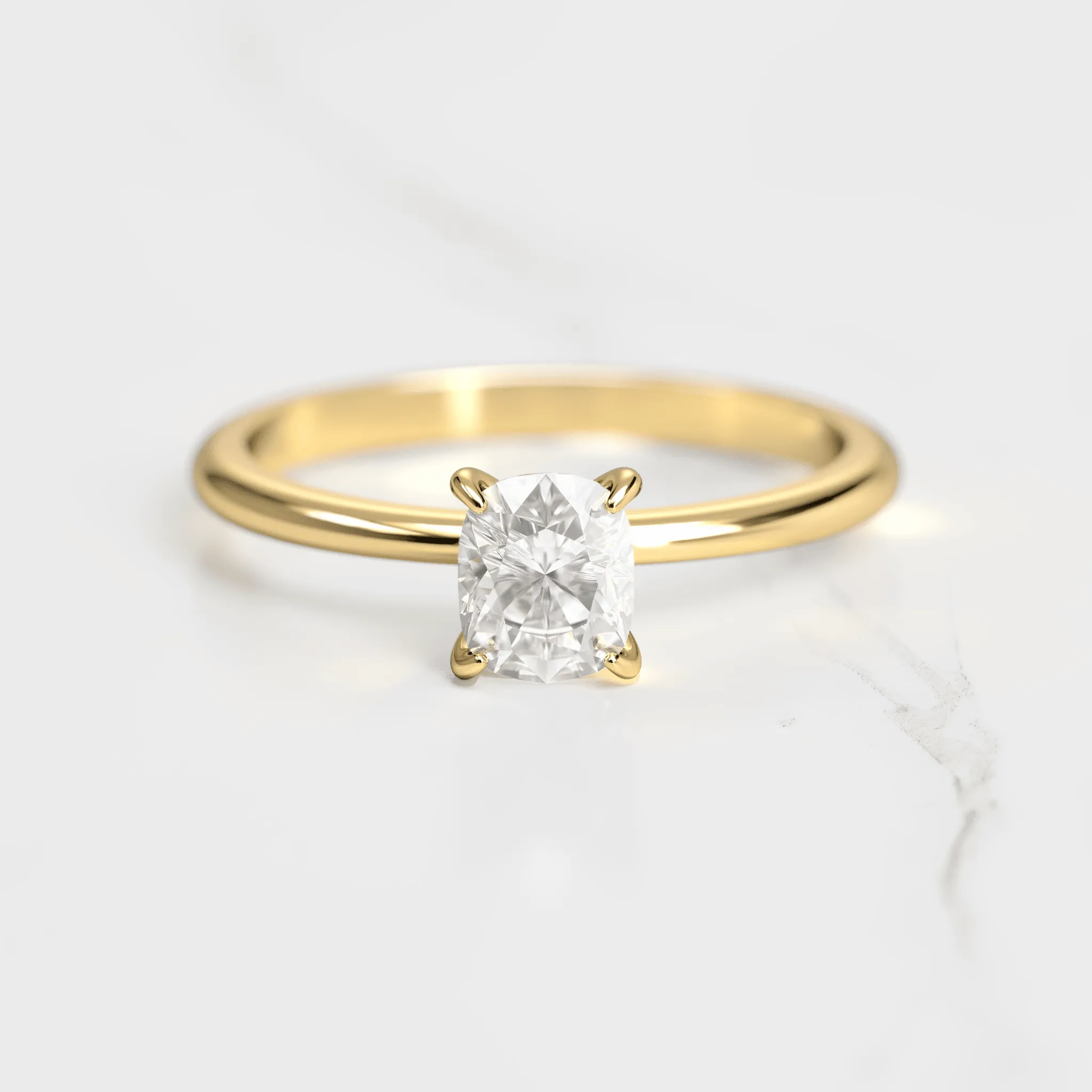 Cushion Tapered Solitaire Diamond Ring