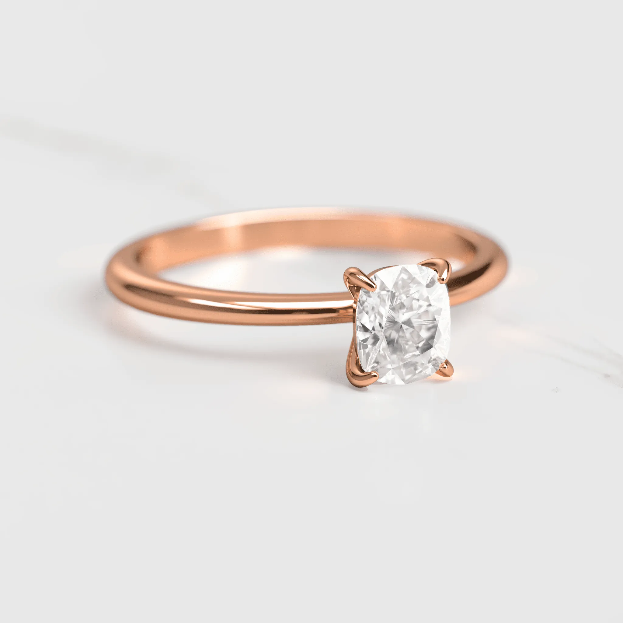 Cushion Tapered Solitaire Diamond Ring