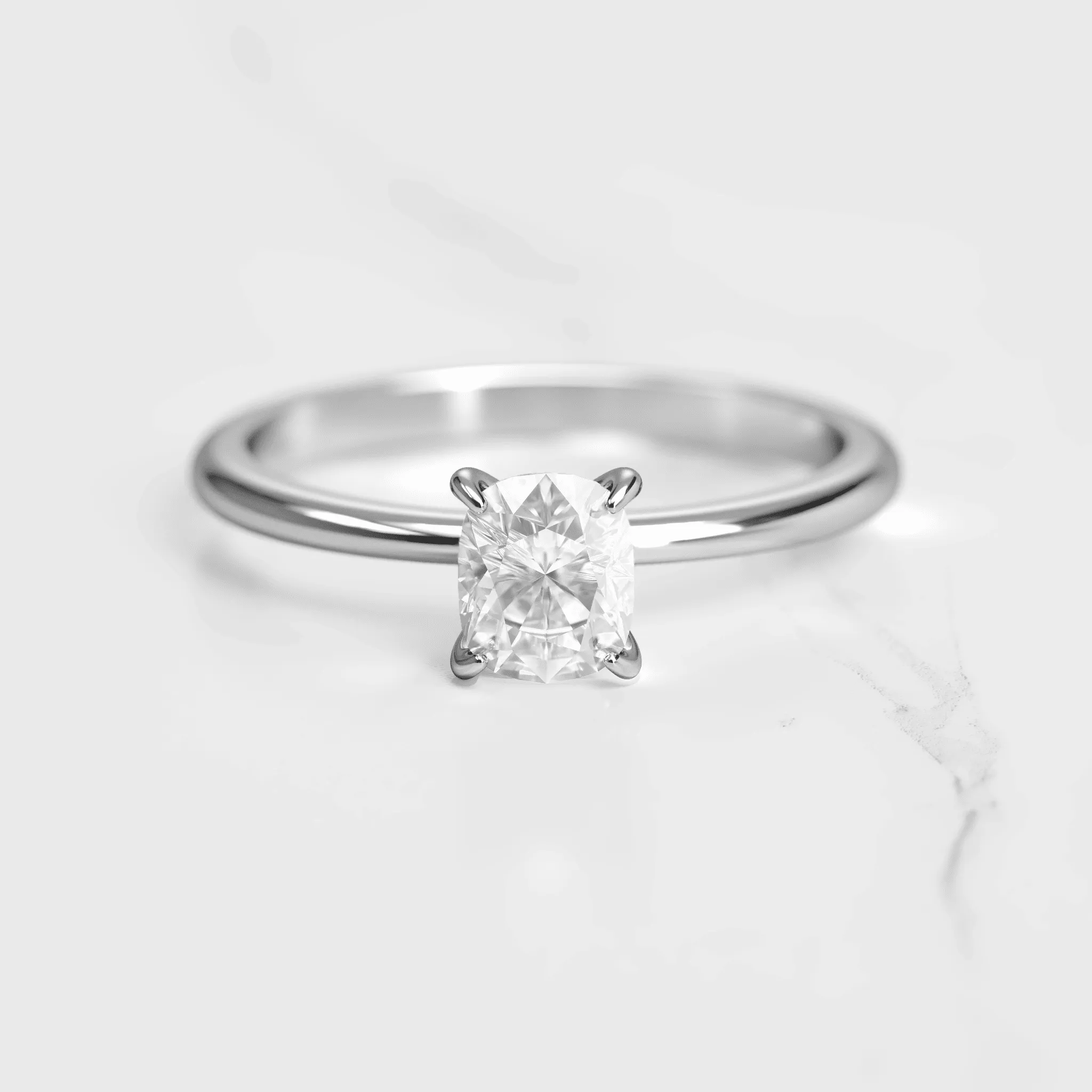 Cushion Tapered Solitaire Diamond Ring