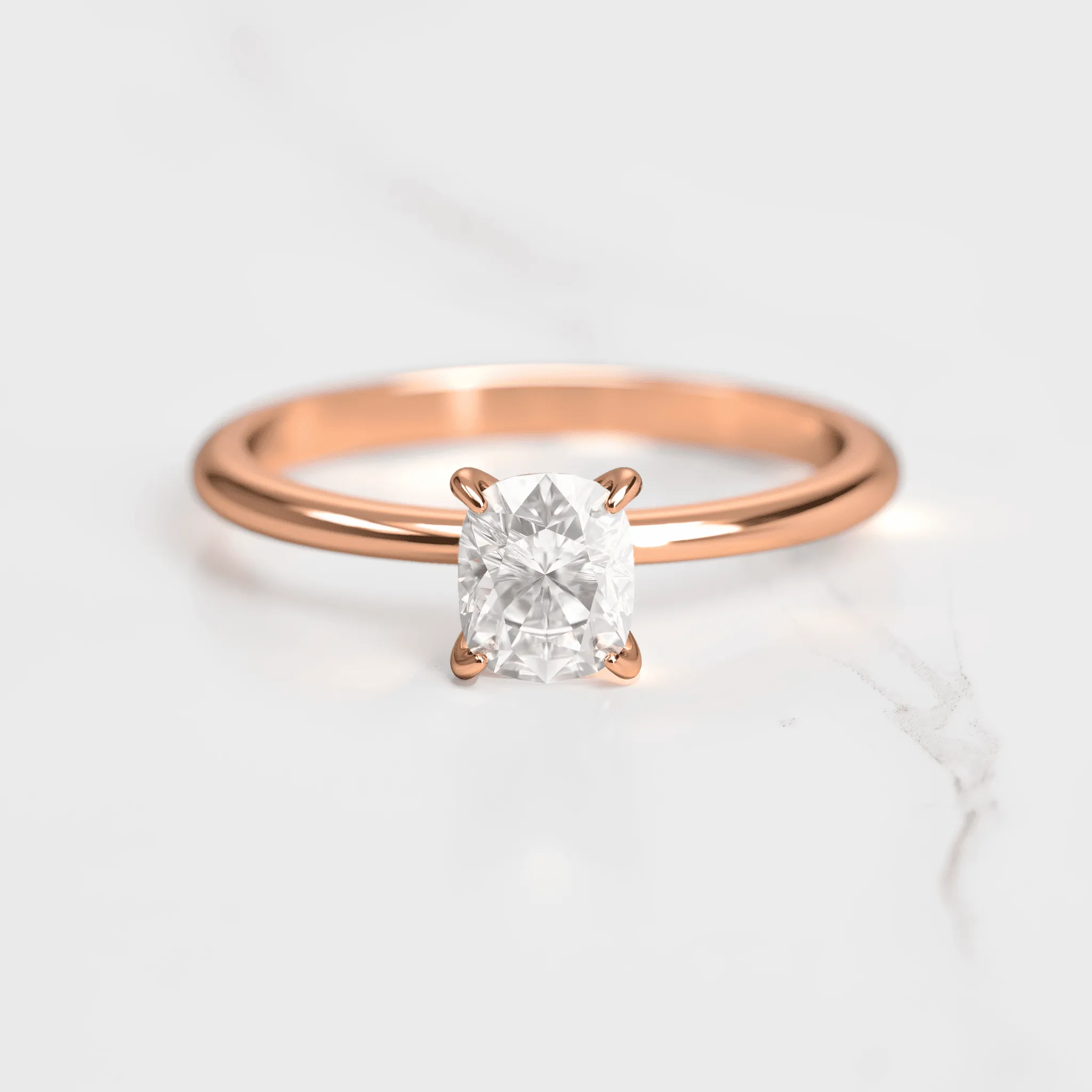 Cushion Tapered Solitaire Diamond Ring