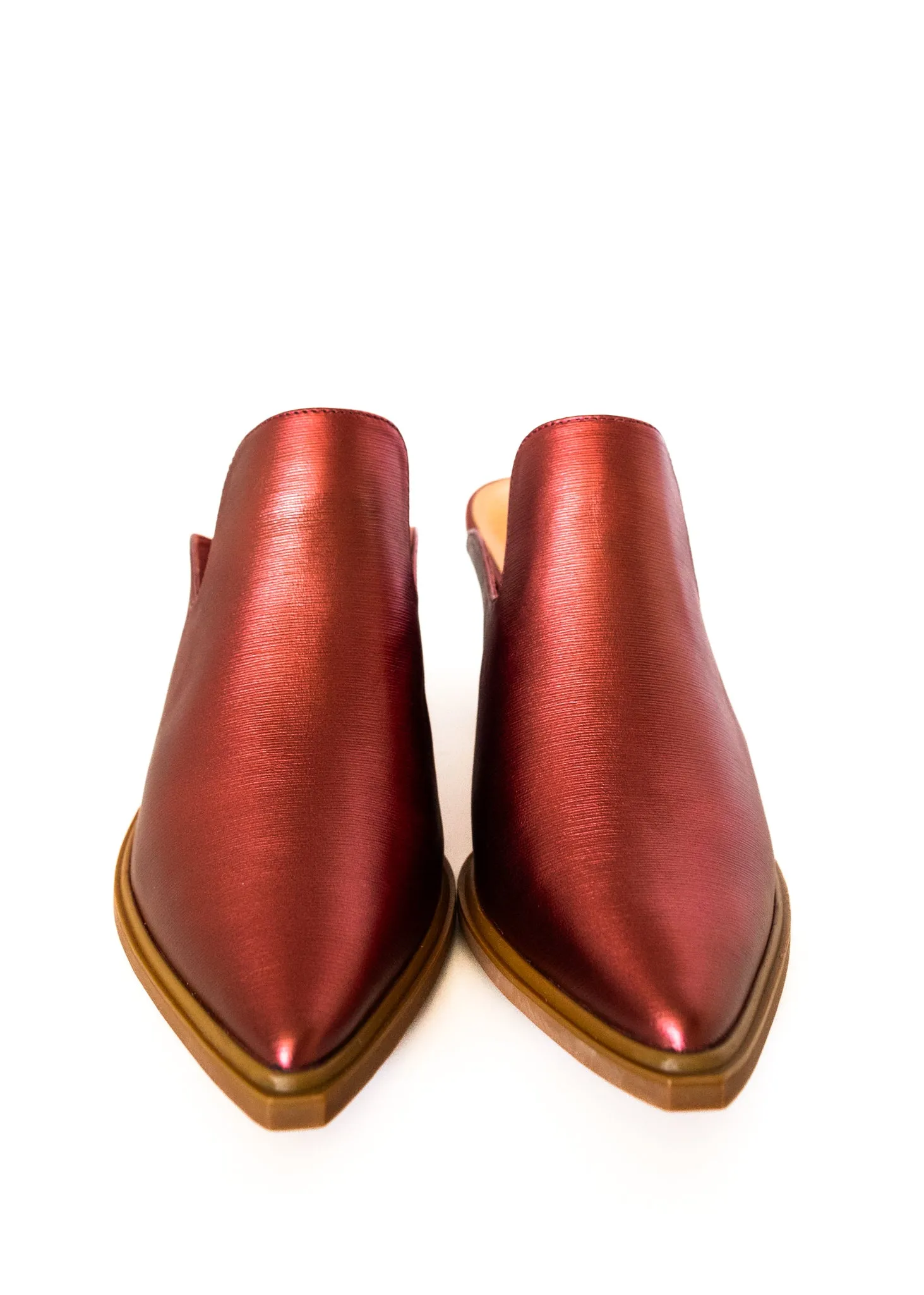 Davidson Brushed Metallic Mules in Red