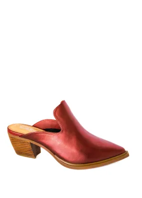 Davidson Brushed Metallic Mules in Red