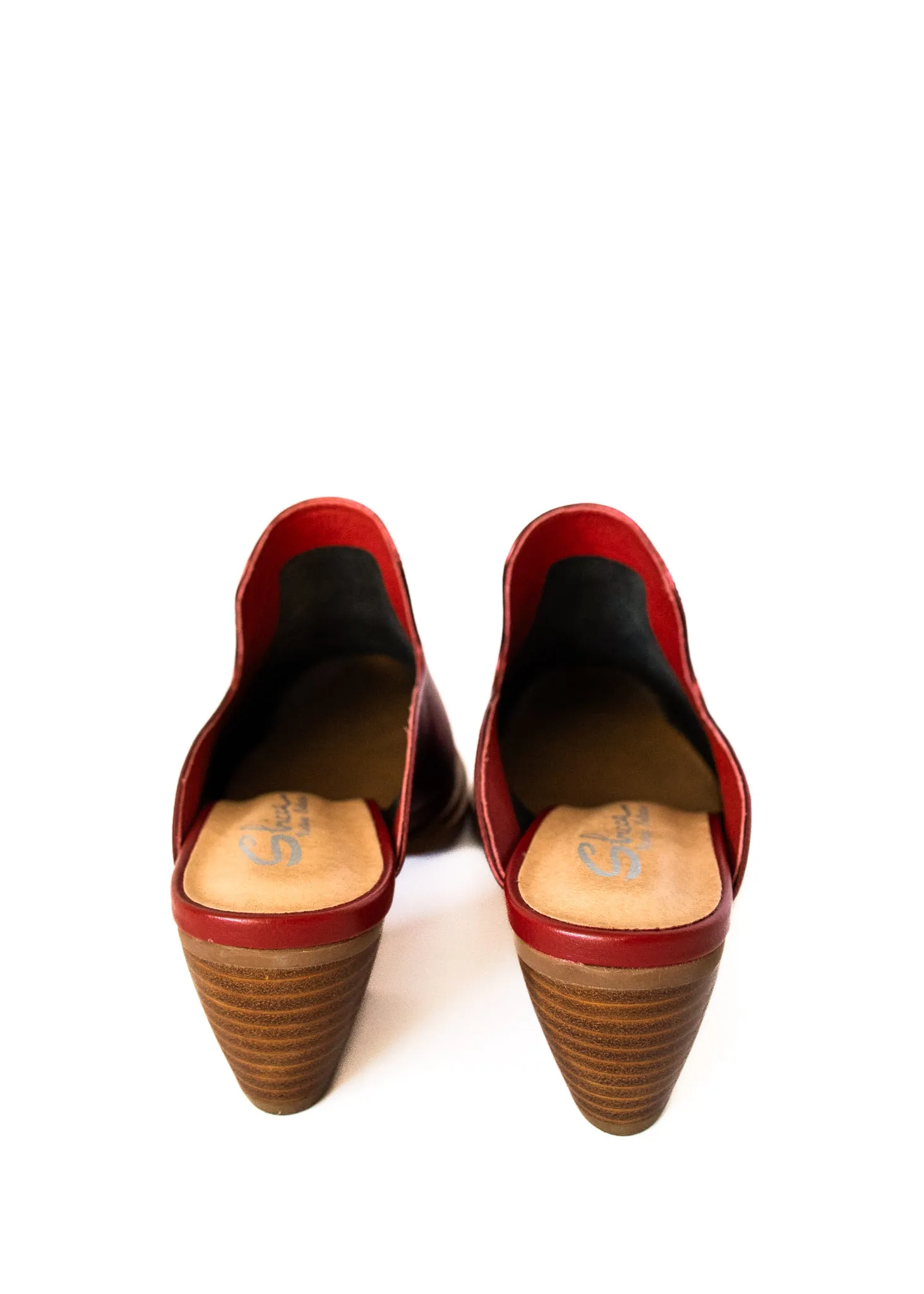 Davidson Brushed Metallic Mules in Red