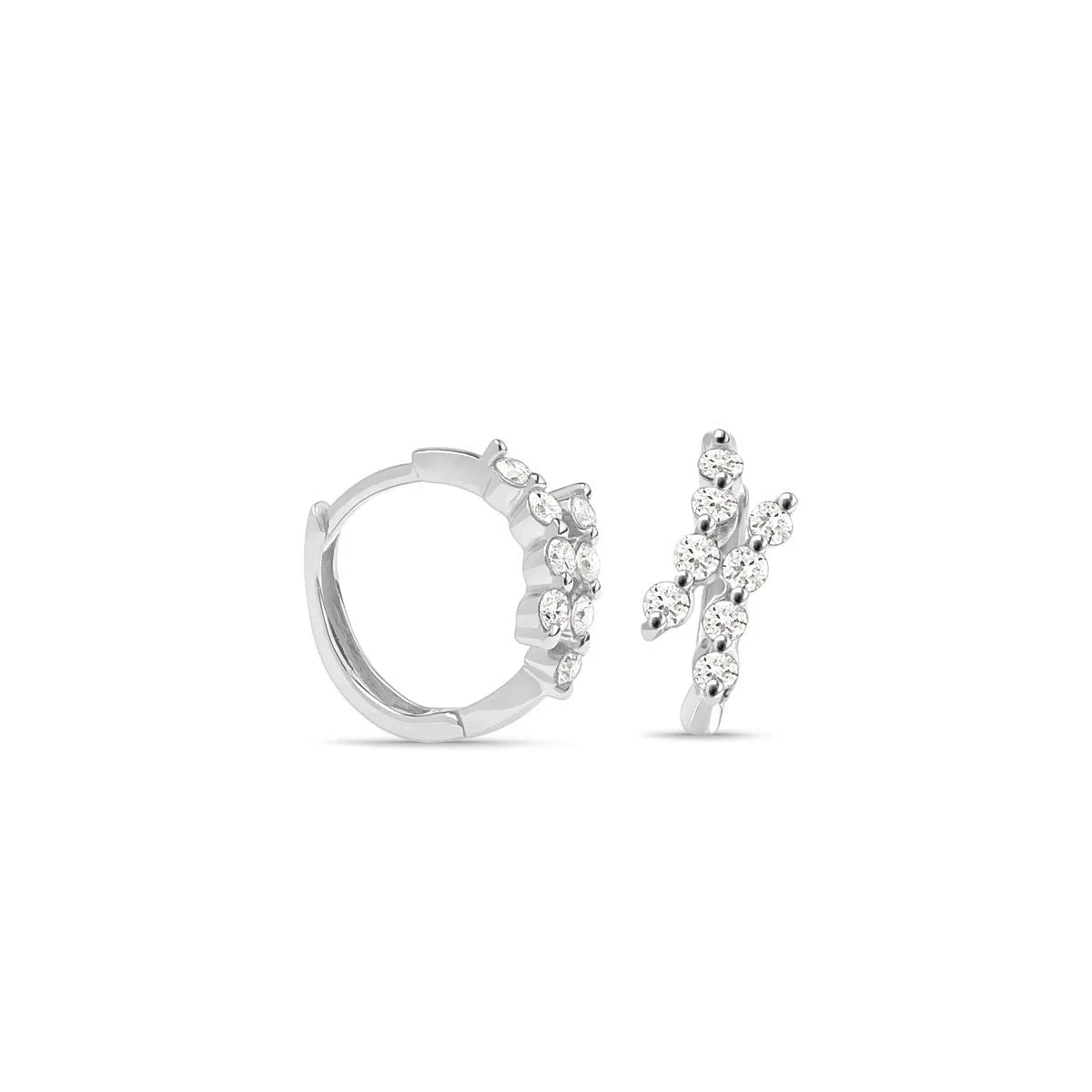 Diamond Double Curve Interlocking Huggie Earrings