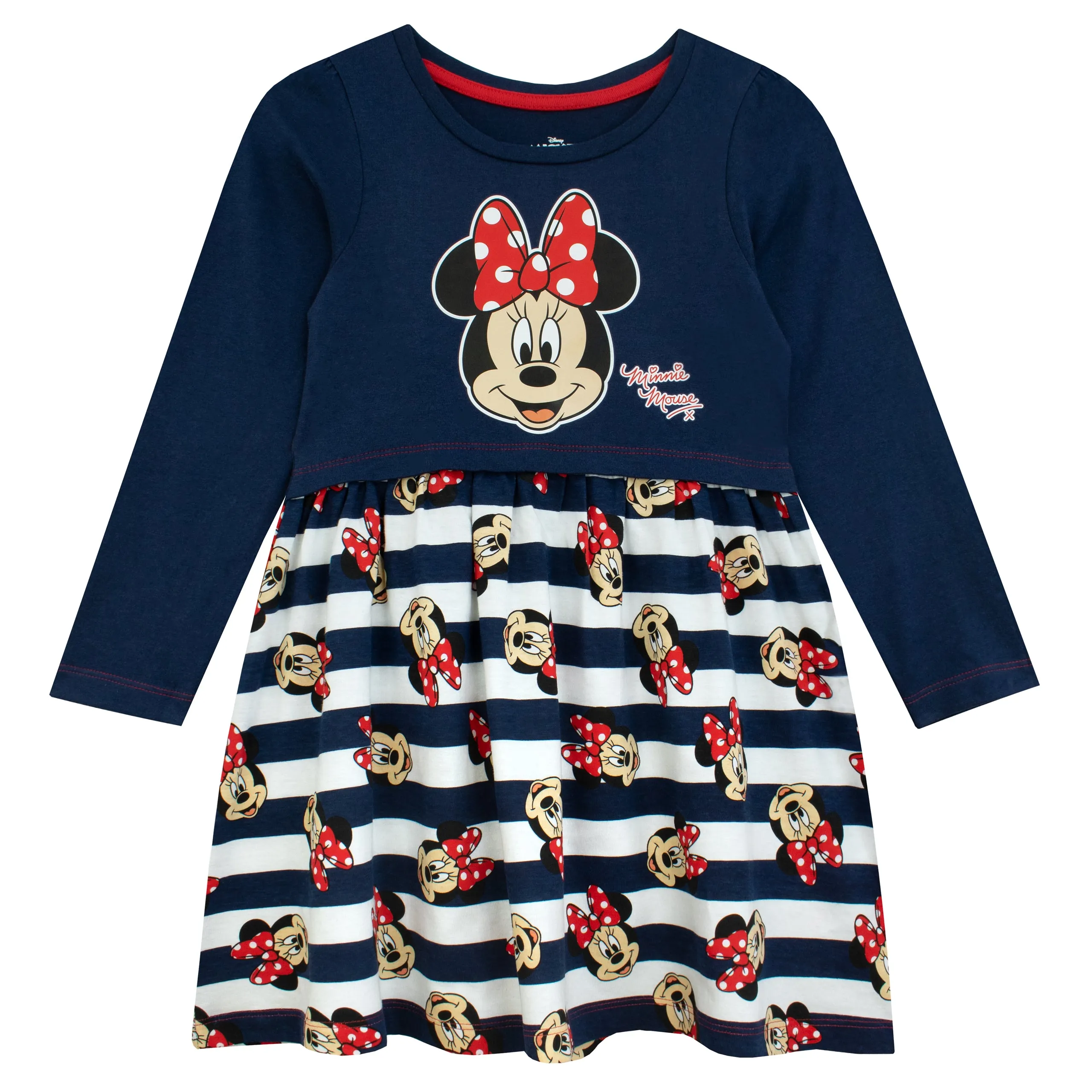 Disney Minnie Mouse Long Sleeve Striped Dress