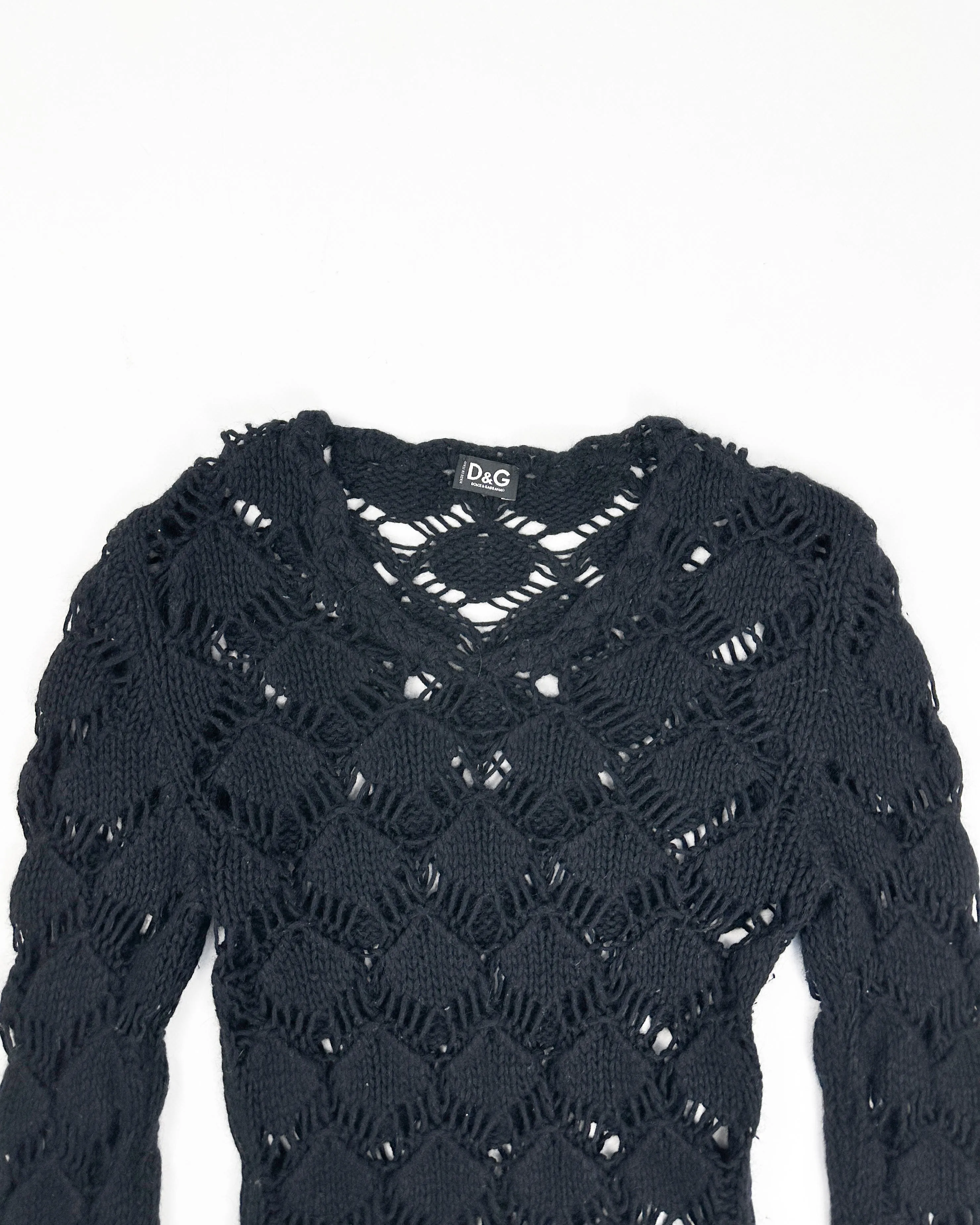 Dolce & Gabbana Black Wool Perforated Knit 2000's