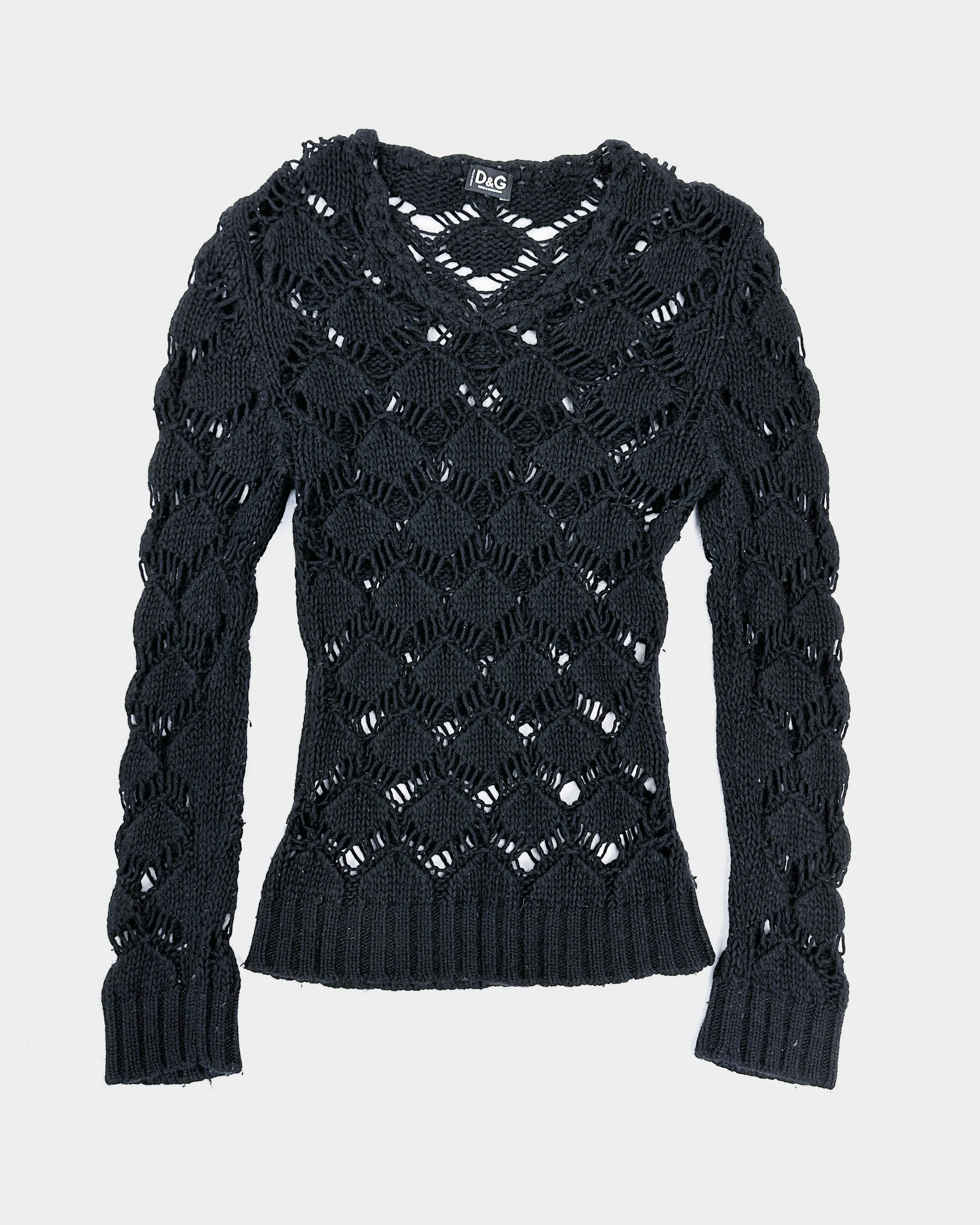 Dolce & Gabbana Black Wool Perforated Knit 2000's