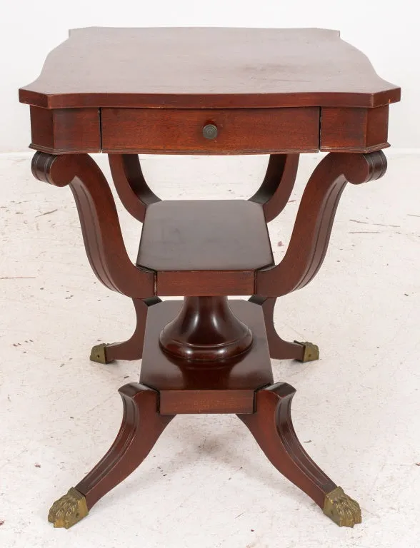 Eclectic Inlaid Mahogany Side Table, ca. 1900s