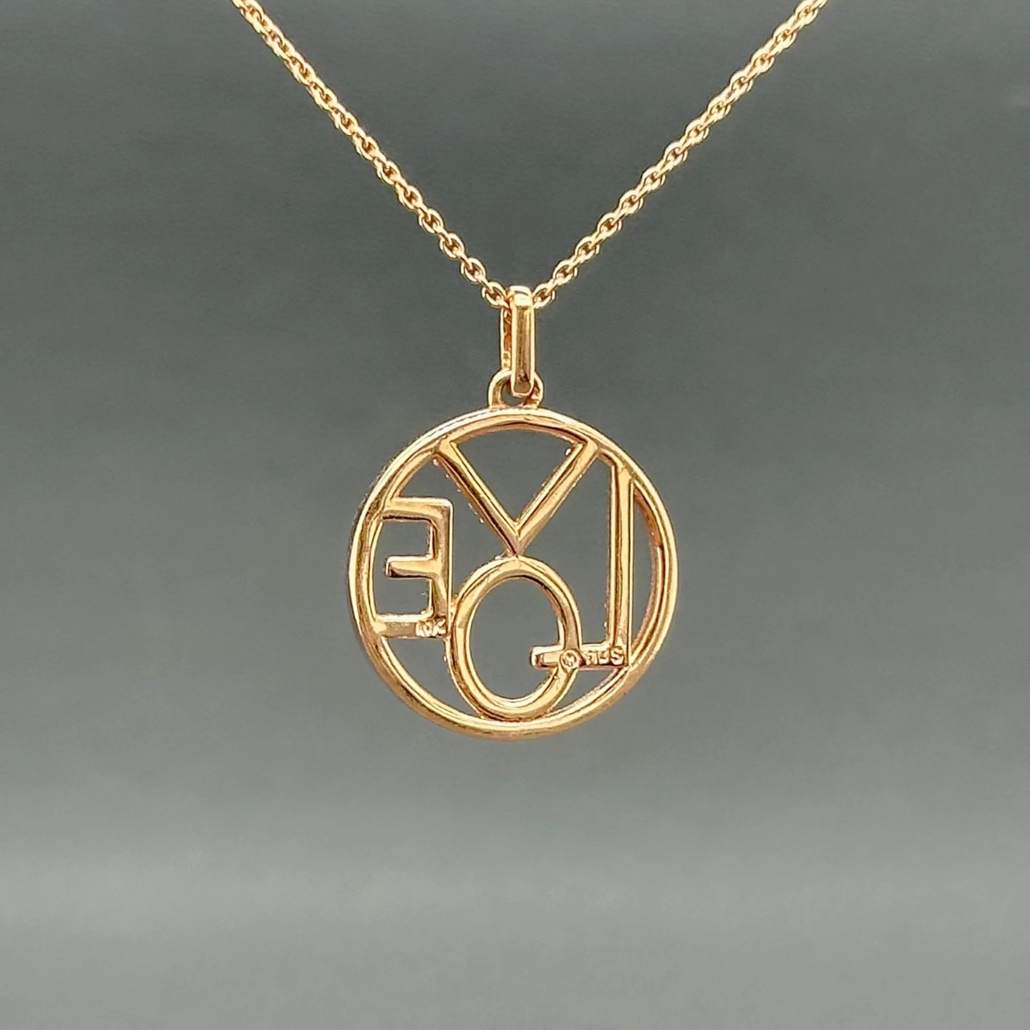 Estate 10K R Gold 0.07ctw G-H/SI1 Diamond Love Pendant